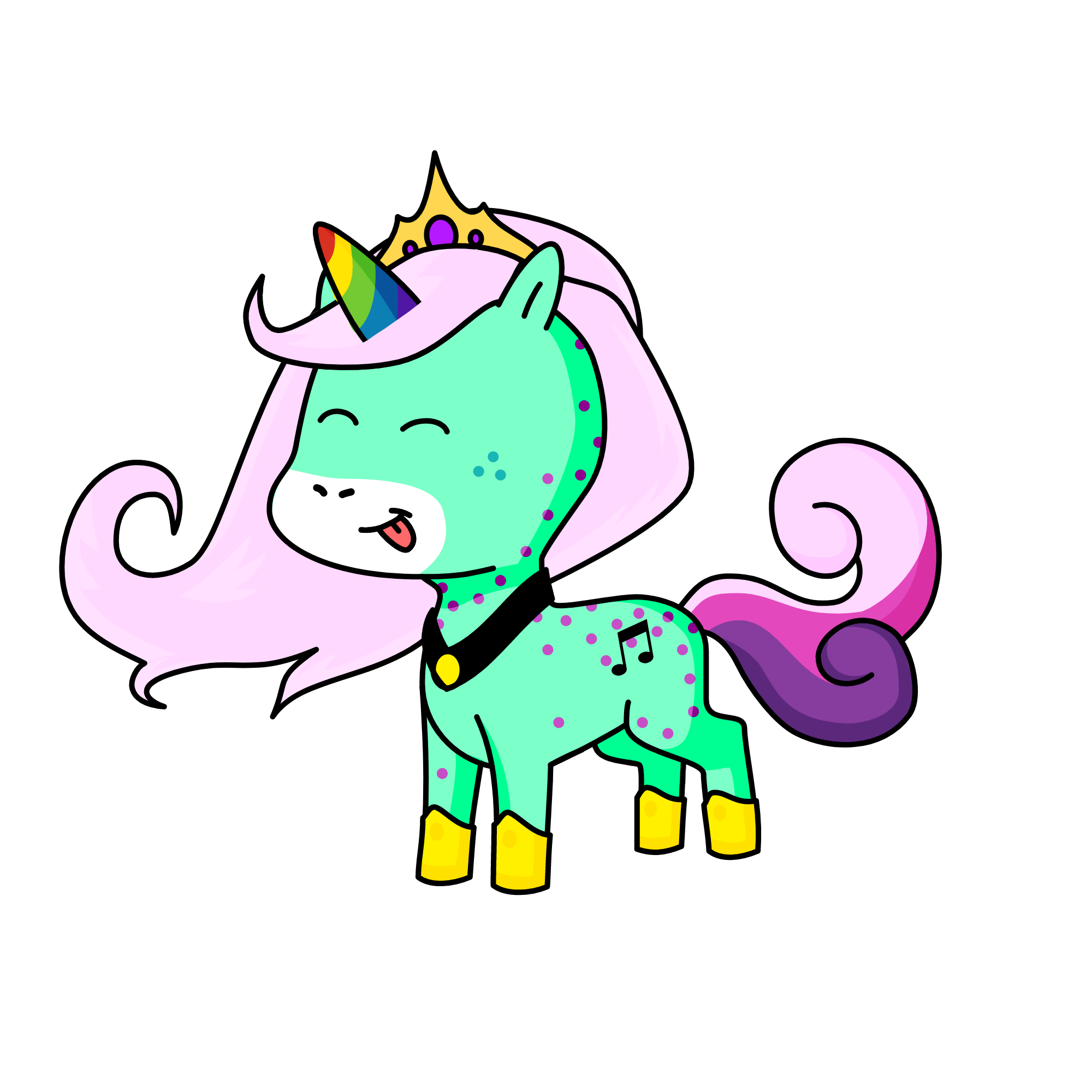 Rainbow singer, the unicorn