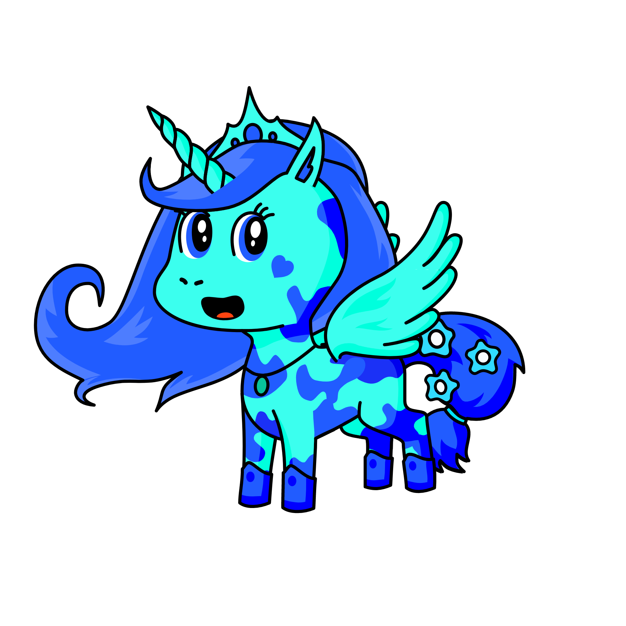 The queen of waves, the unicorn