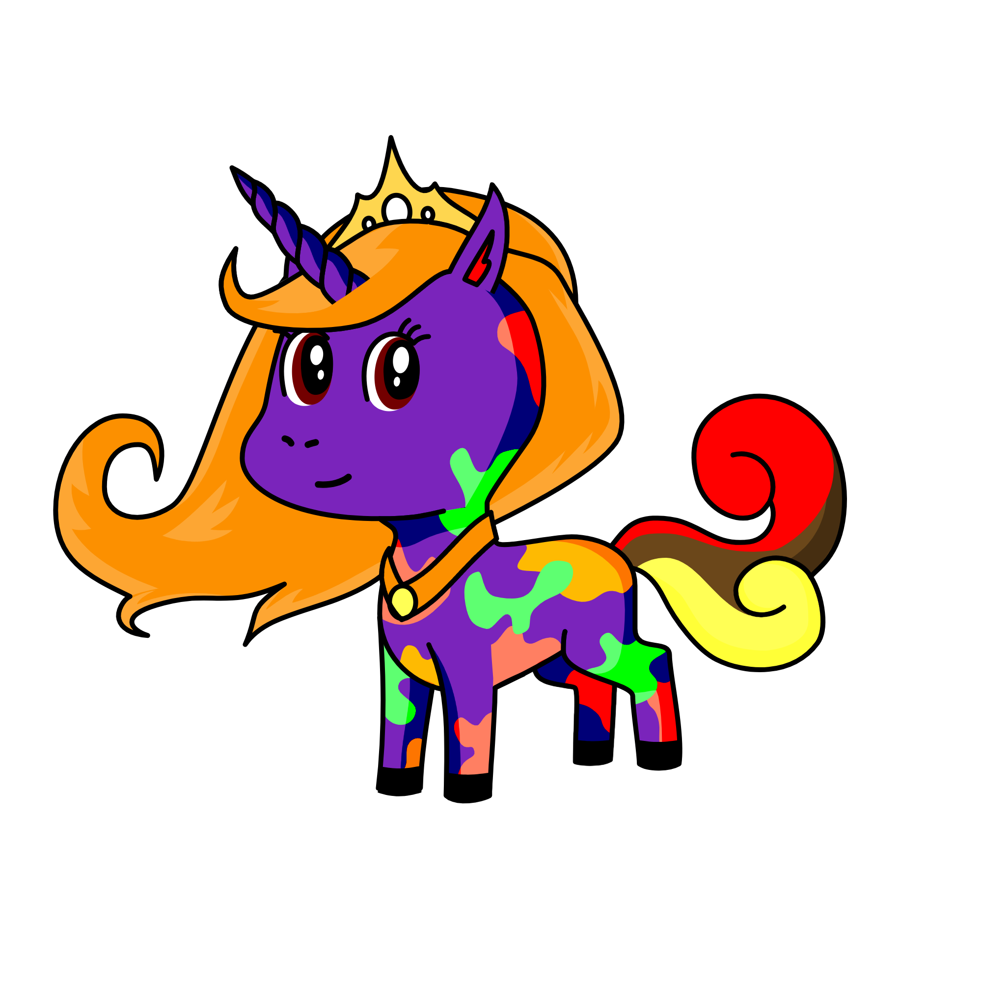 Belle, Ariel, Aurora, the unicorn
