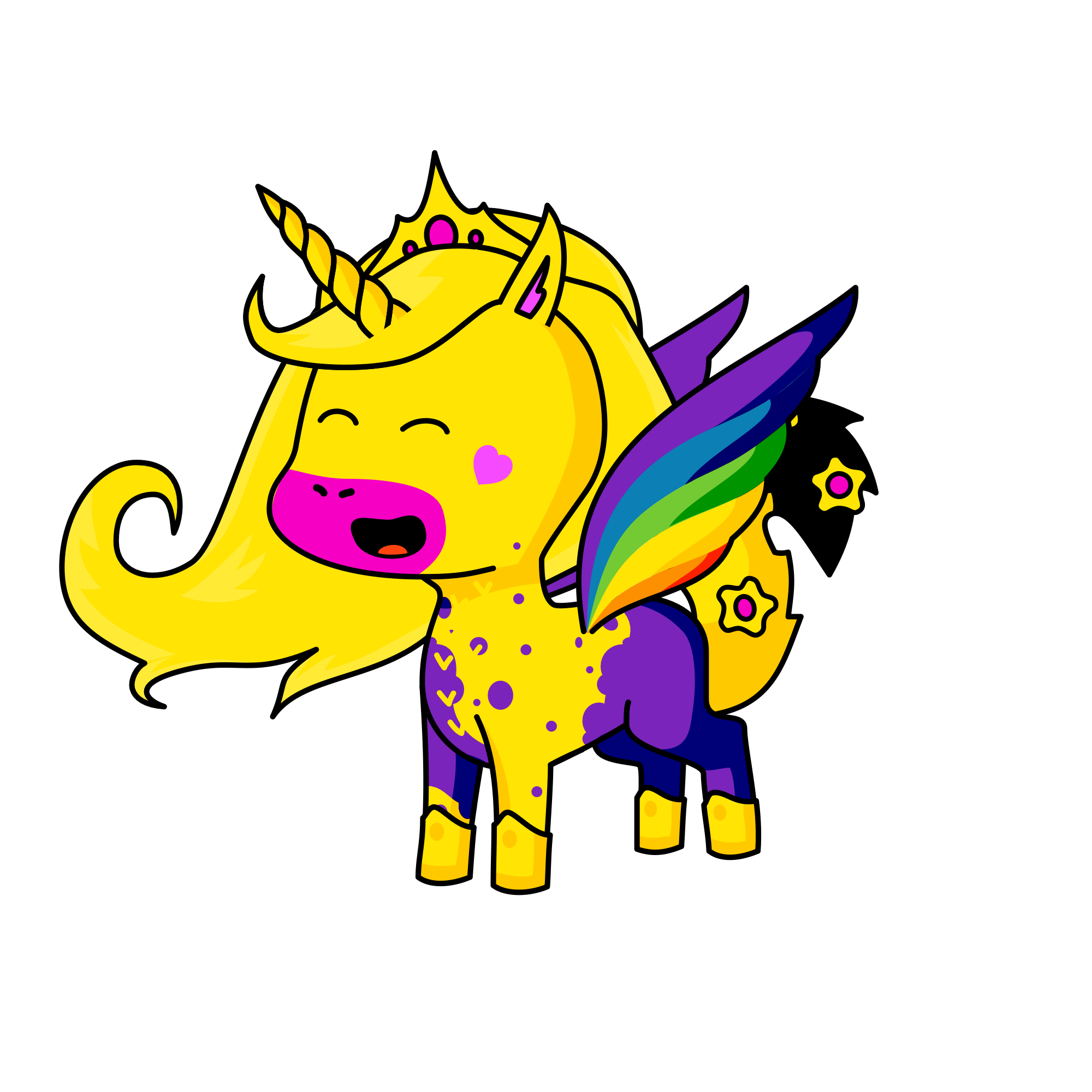 rainbow unicorn and queen, the unicorn