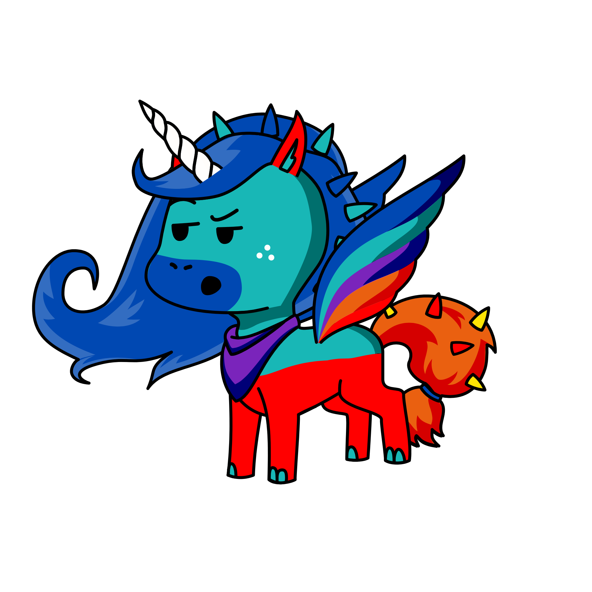Silvia, The Ice-fire princess, the unicorn