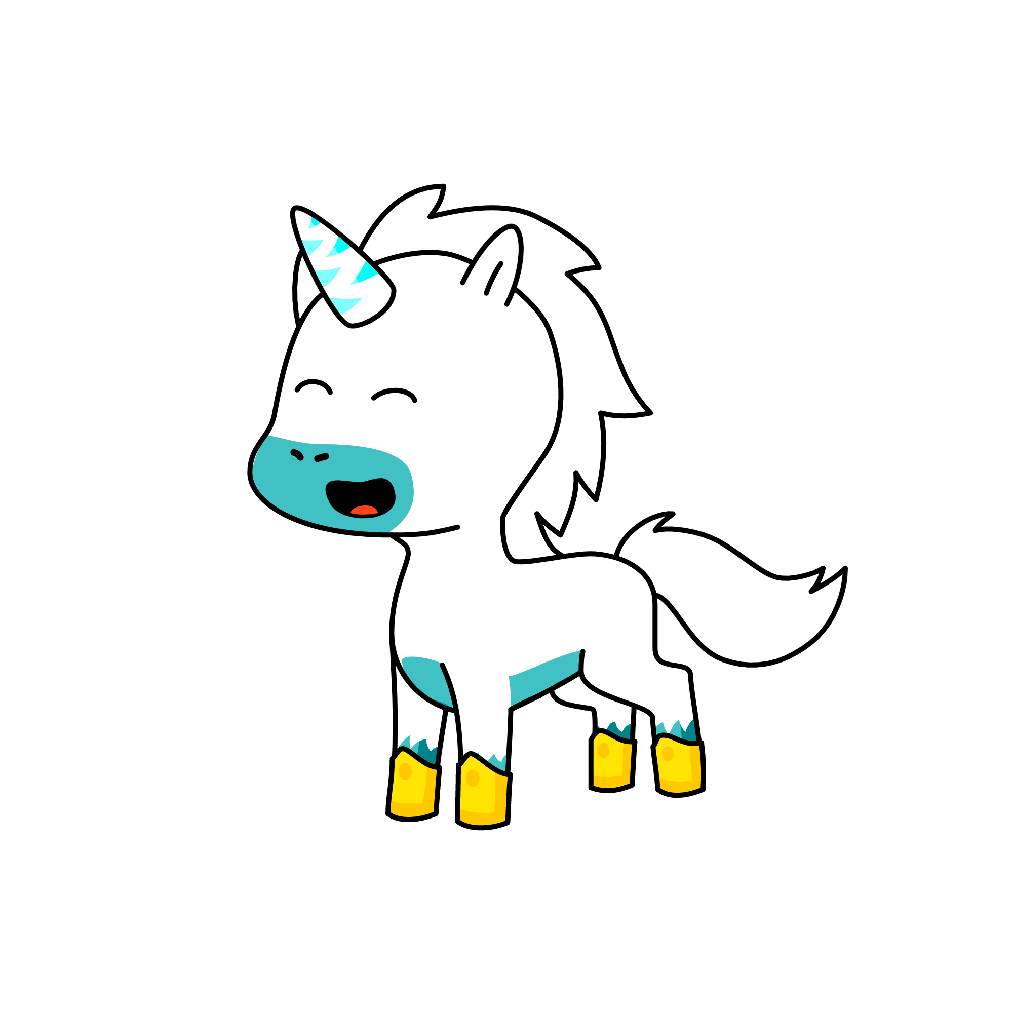 teal light glimmer-gold, the unicorn