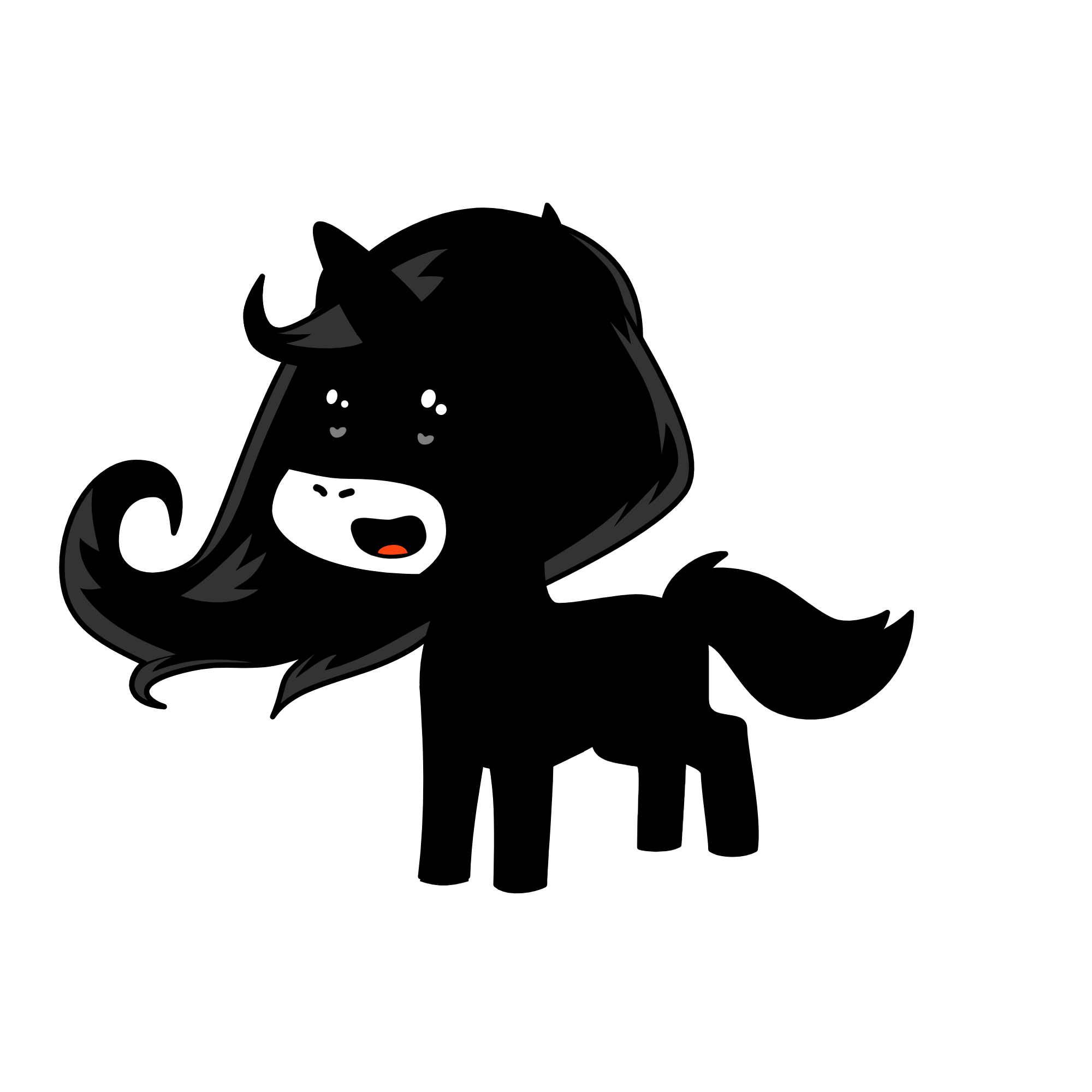 Night black, the unicorn