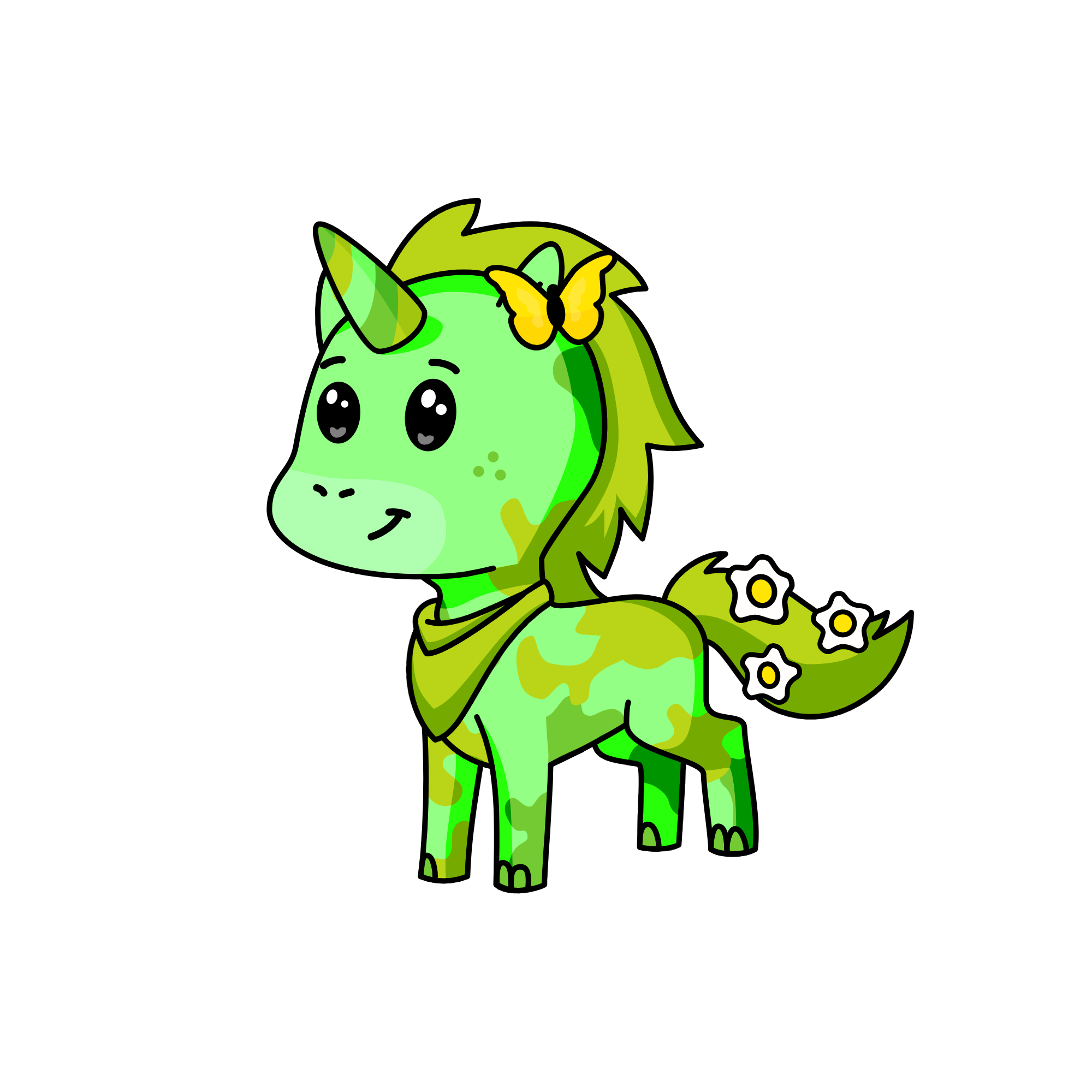 Green, the unicorn