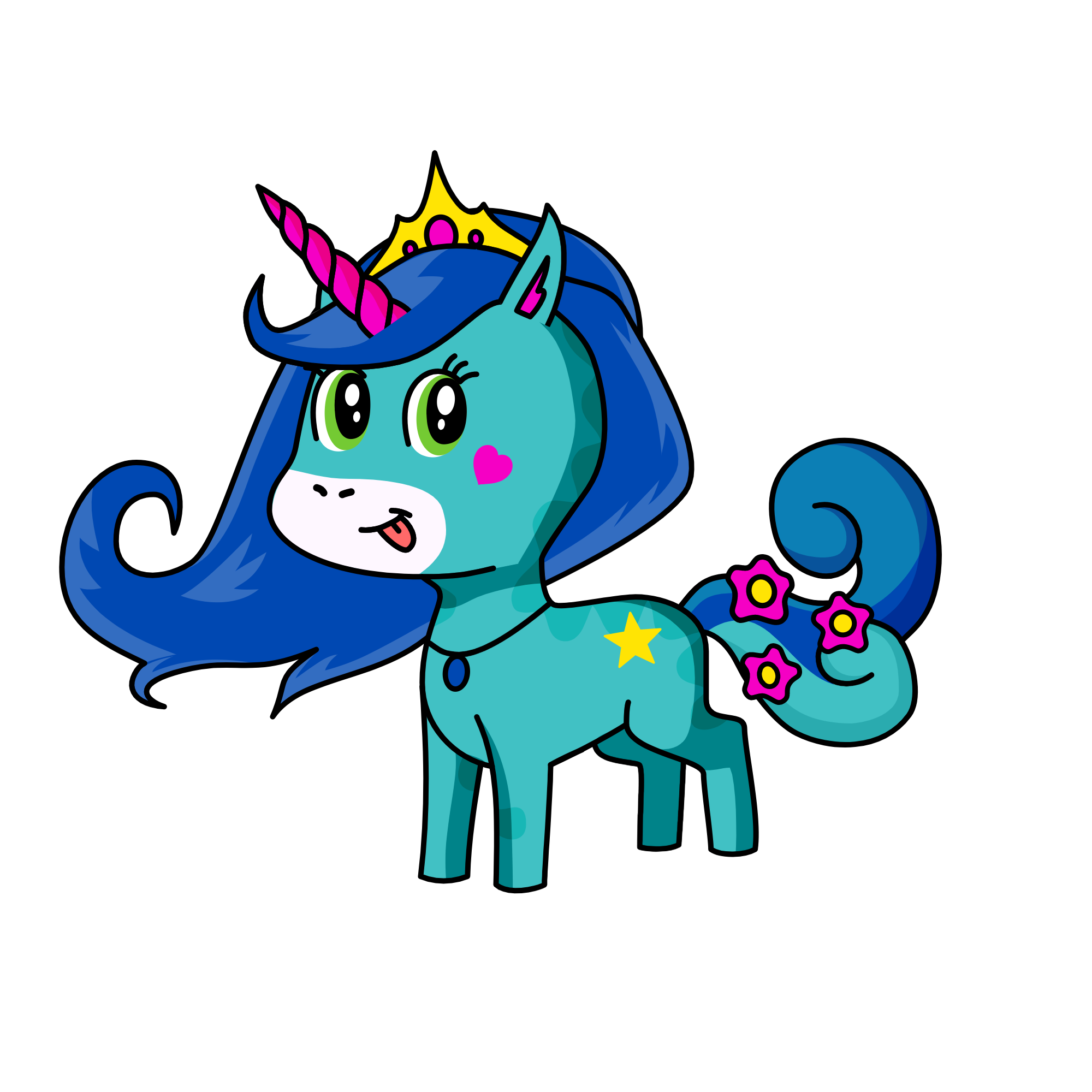 The mermaid unicorn (Shelly), the unicorn