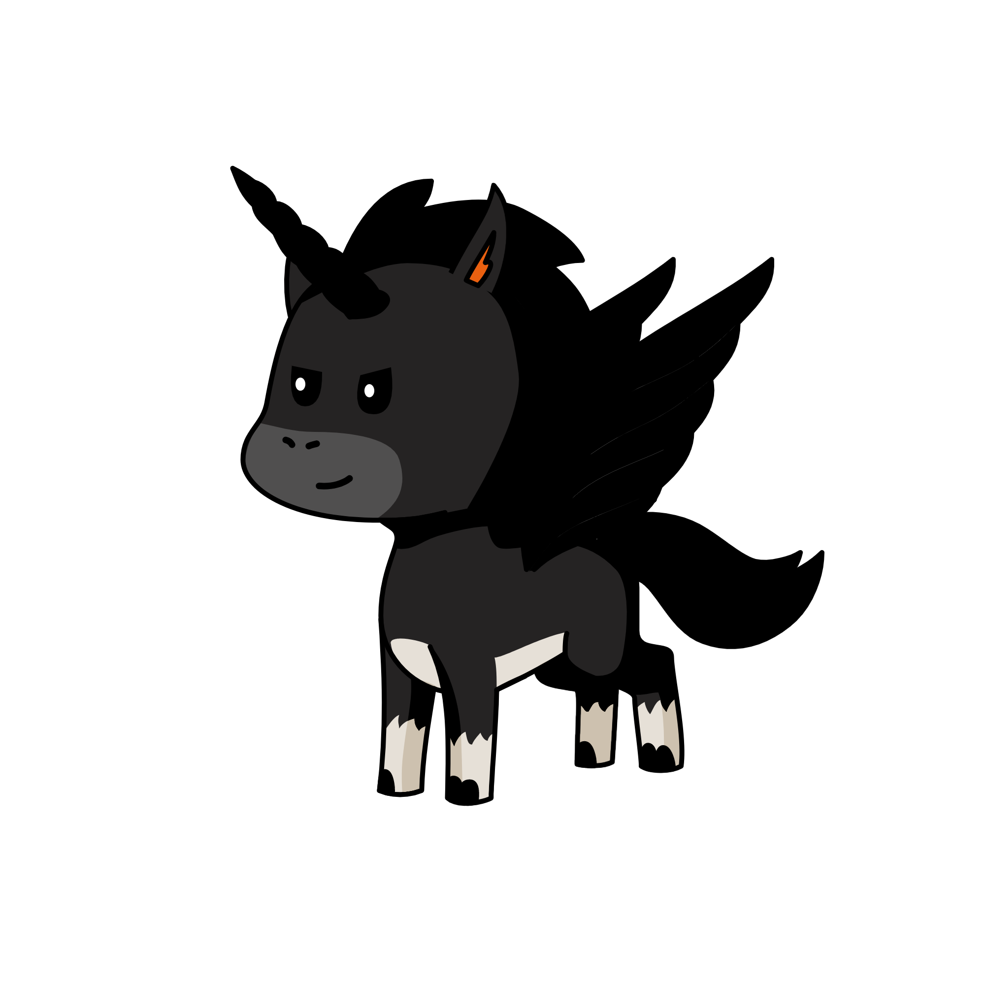 The evil dark demon, the unicorn
