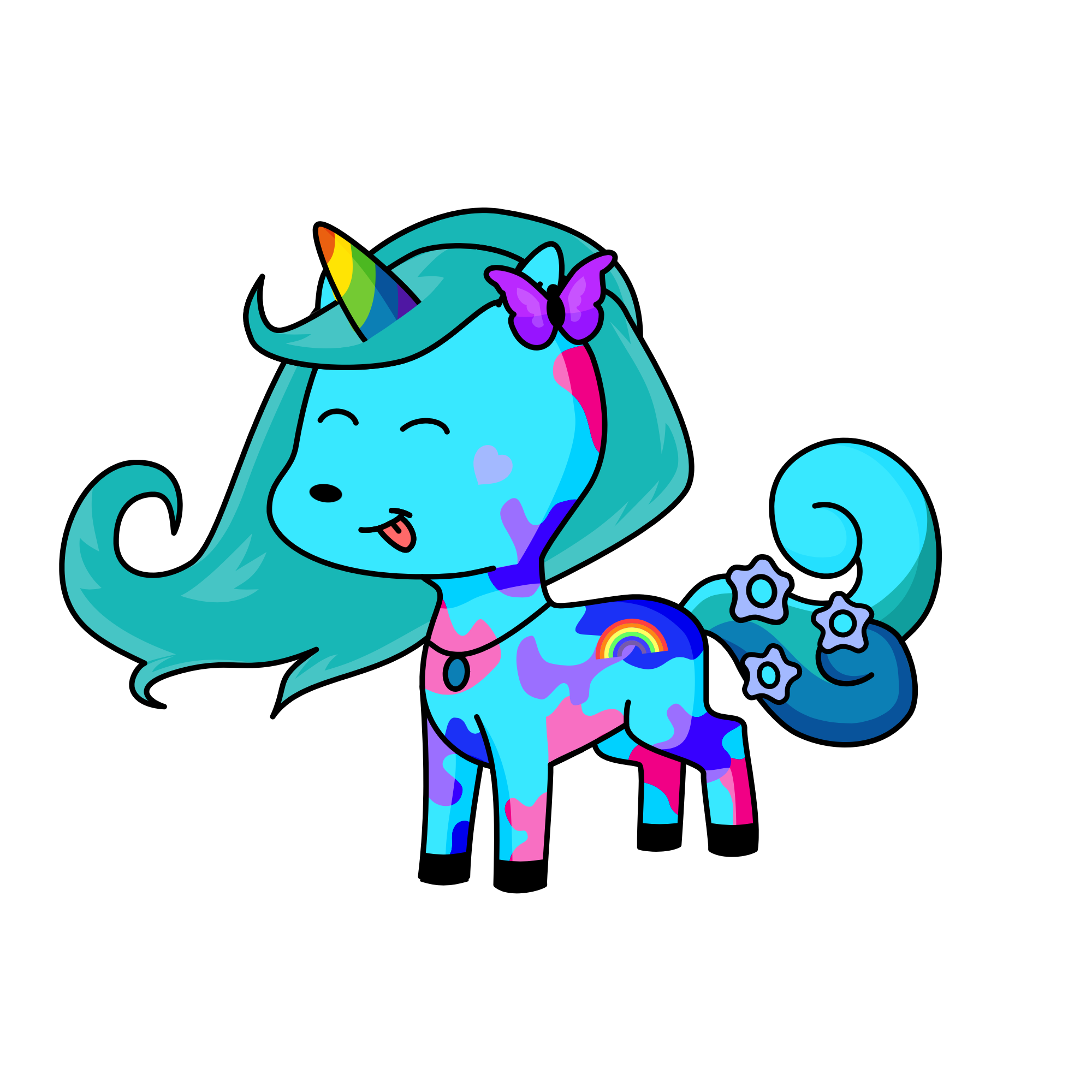 Amy the queen of the flowers, the unicorn
