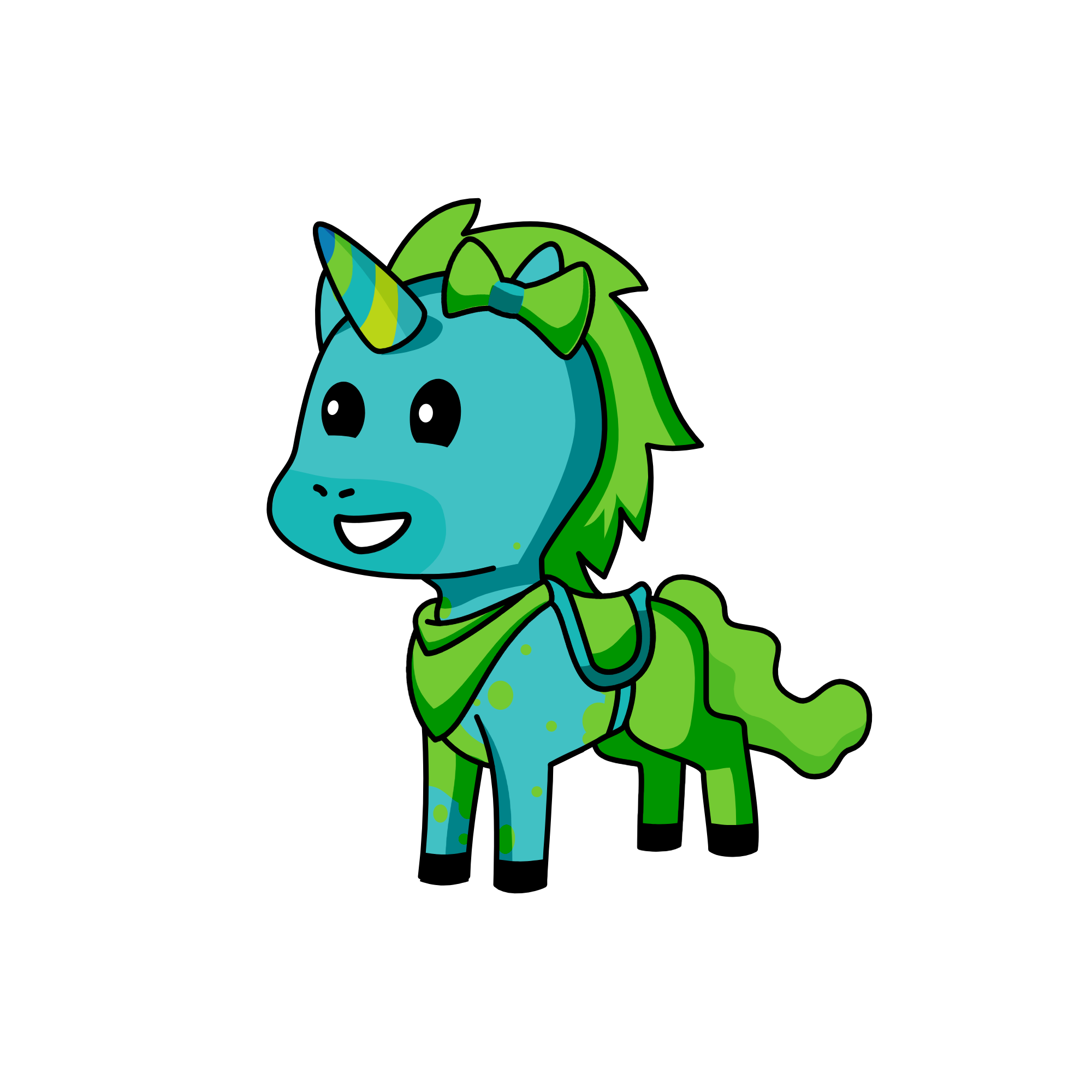 Greenie, the unicorn