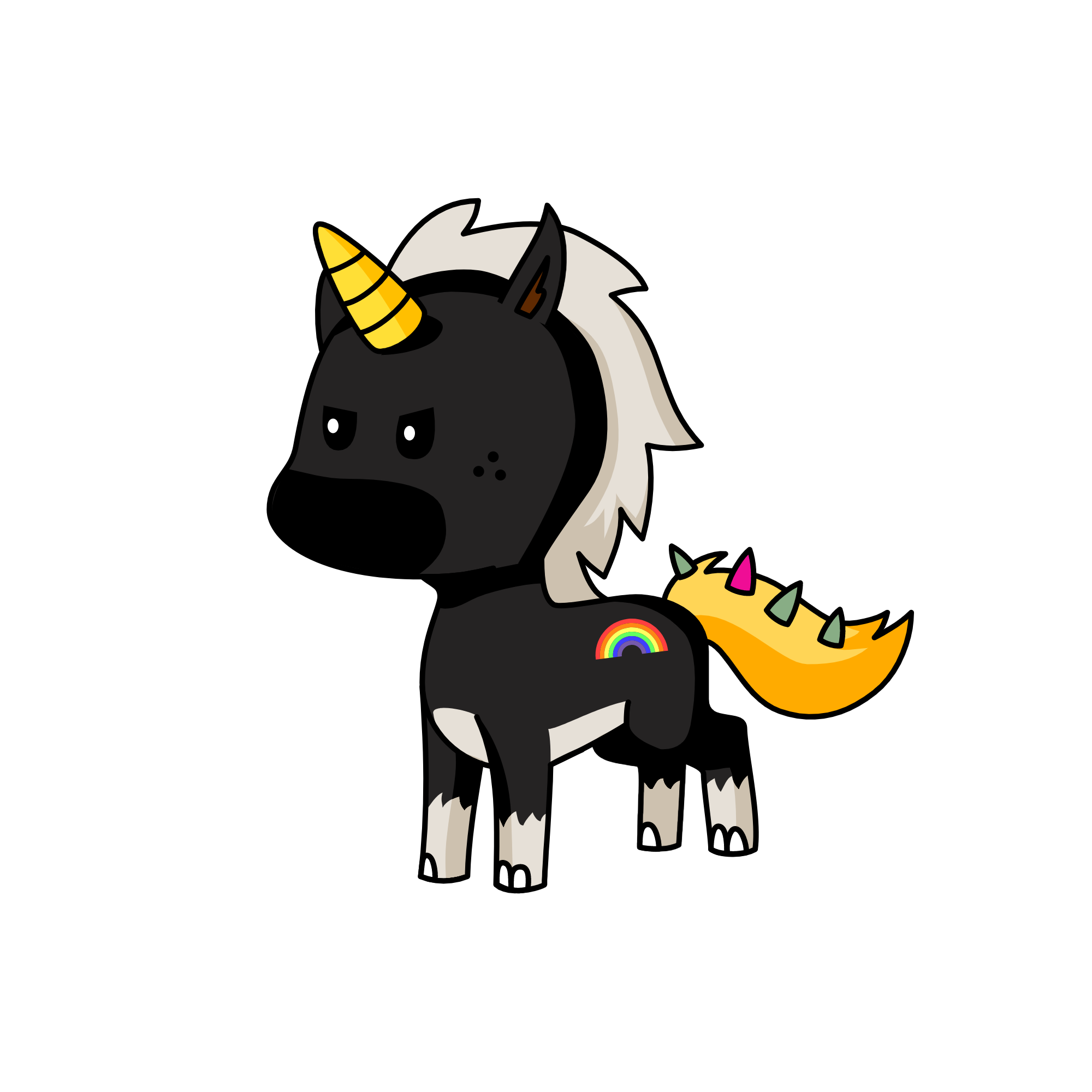 has a mask to protect from covid19 name:dark shadow, the unicorn