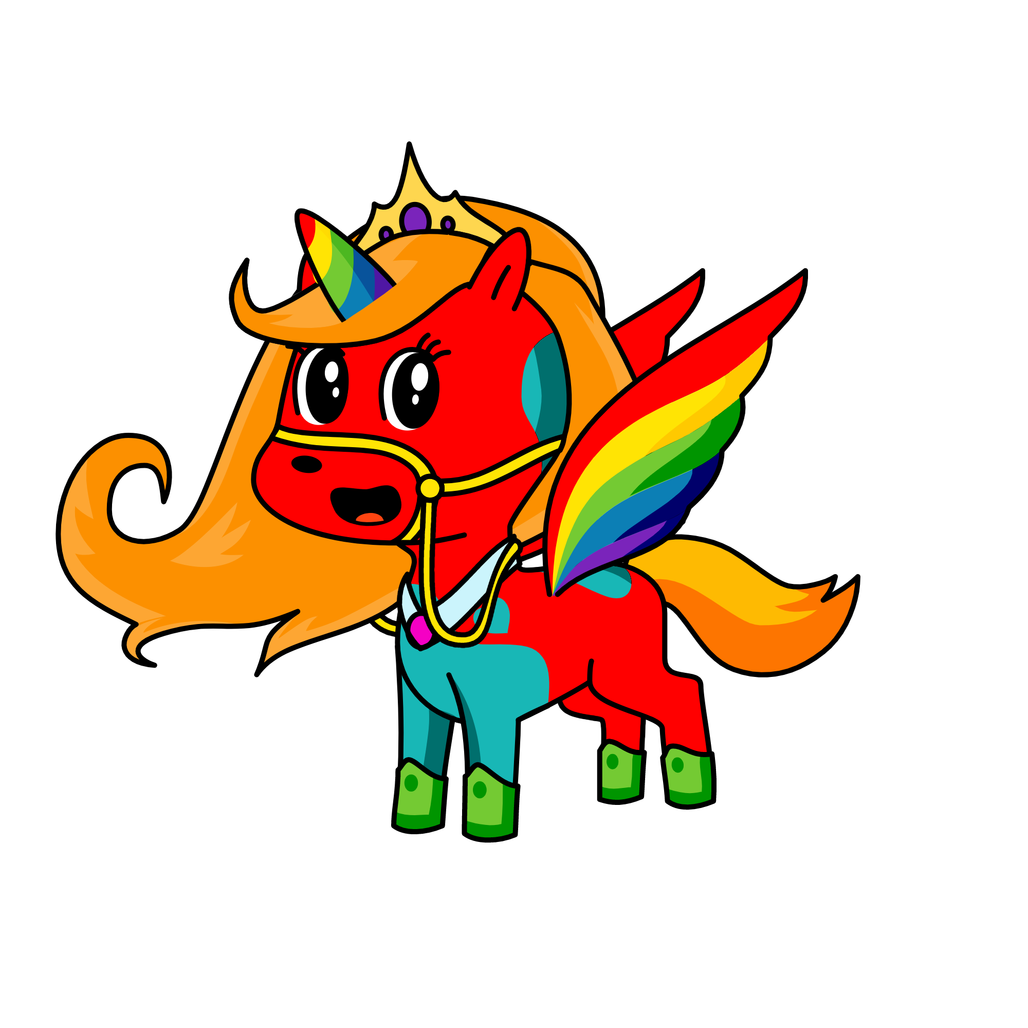 Rainbow princess, the unicorn