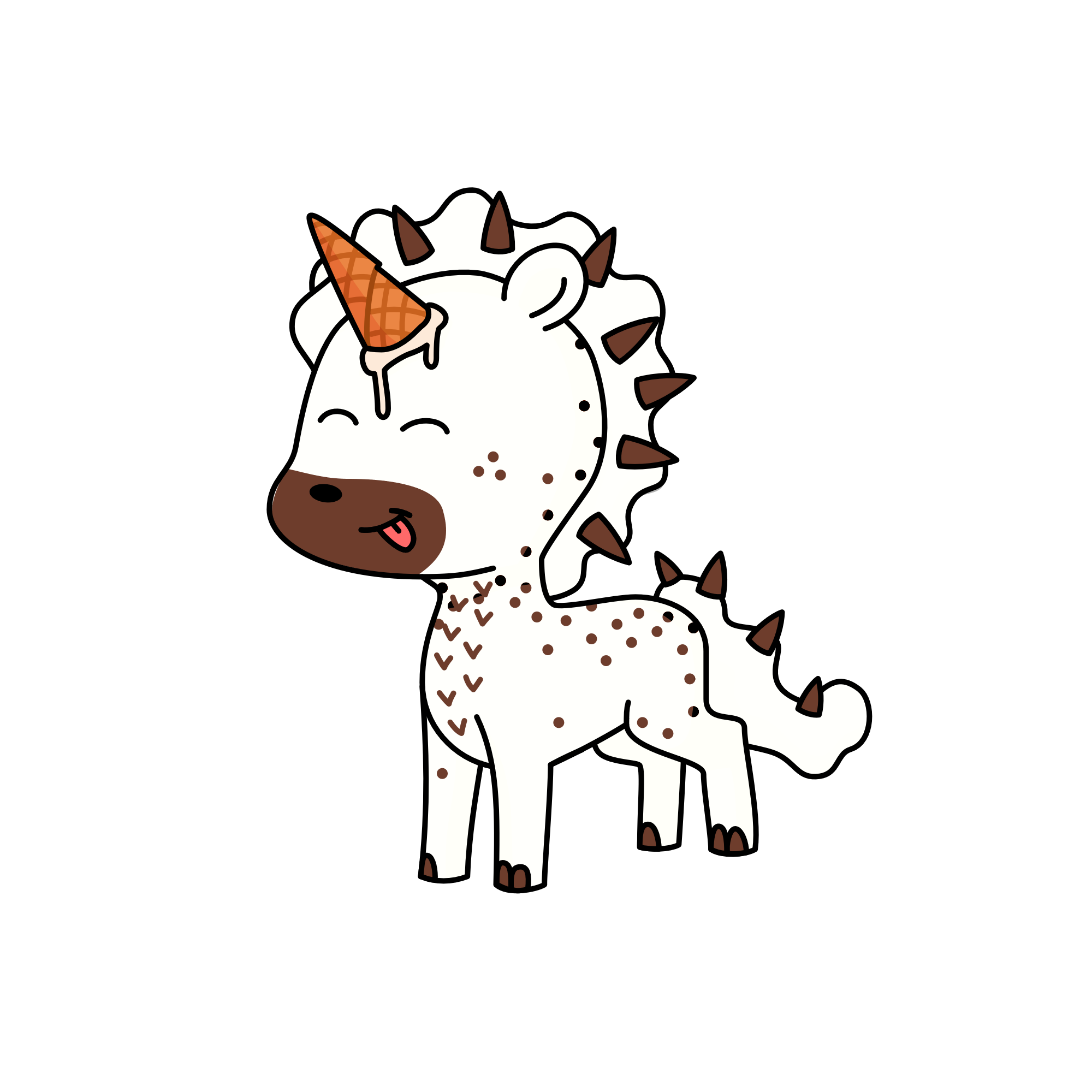 vanilla ice cream with chocolate fudge & sprinkles , the unicorn