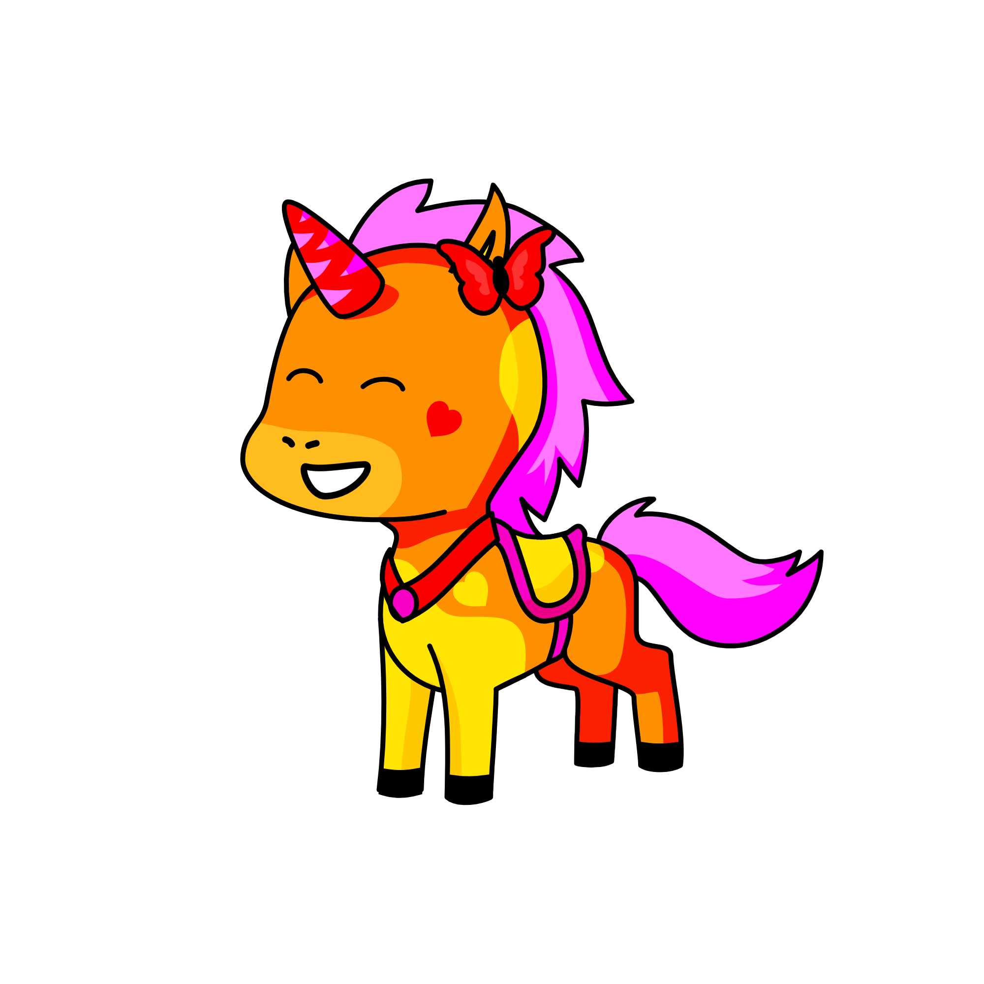 Pink fire, the unicorn