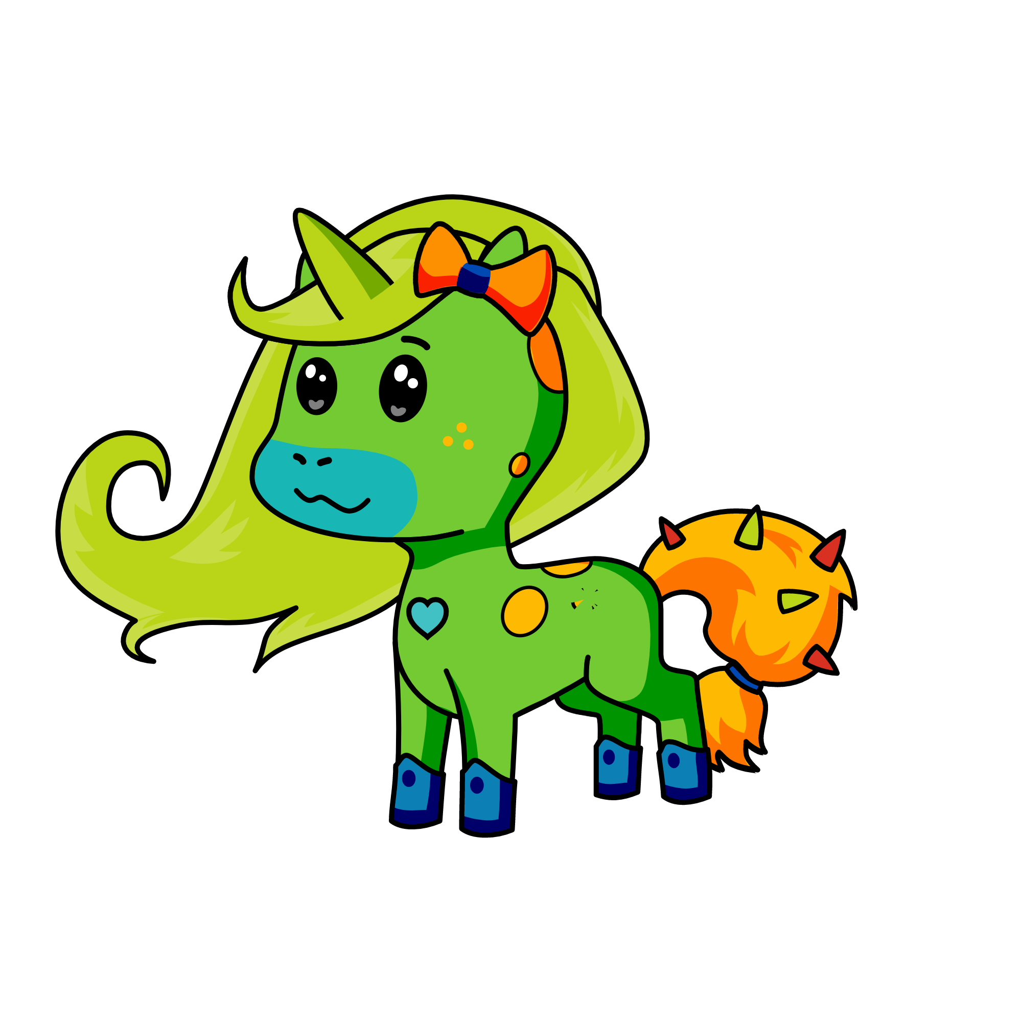 Greenie, the unicorn
