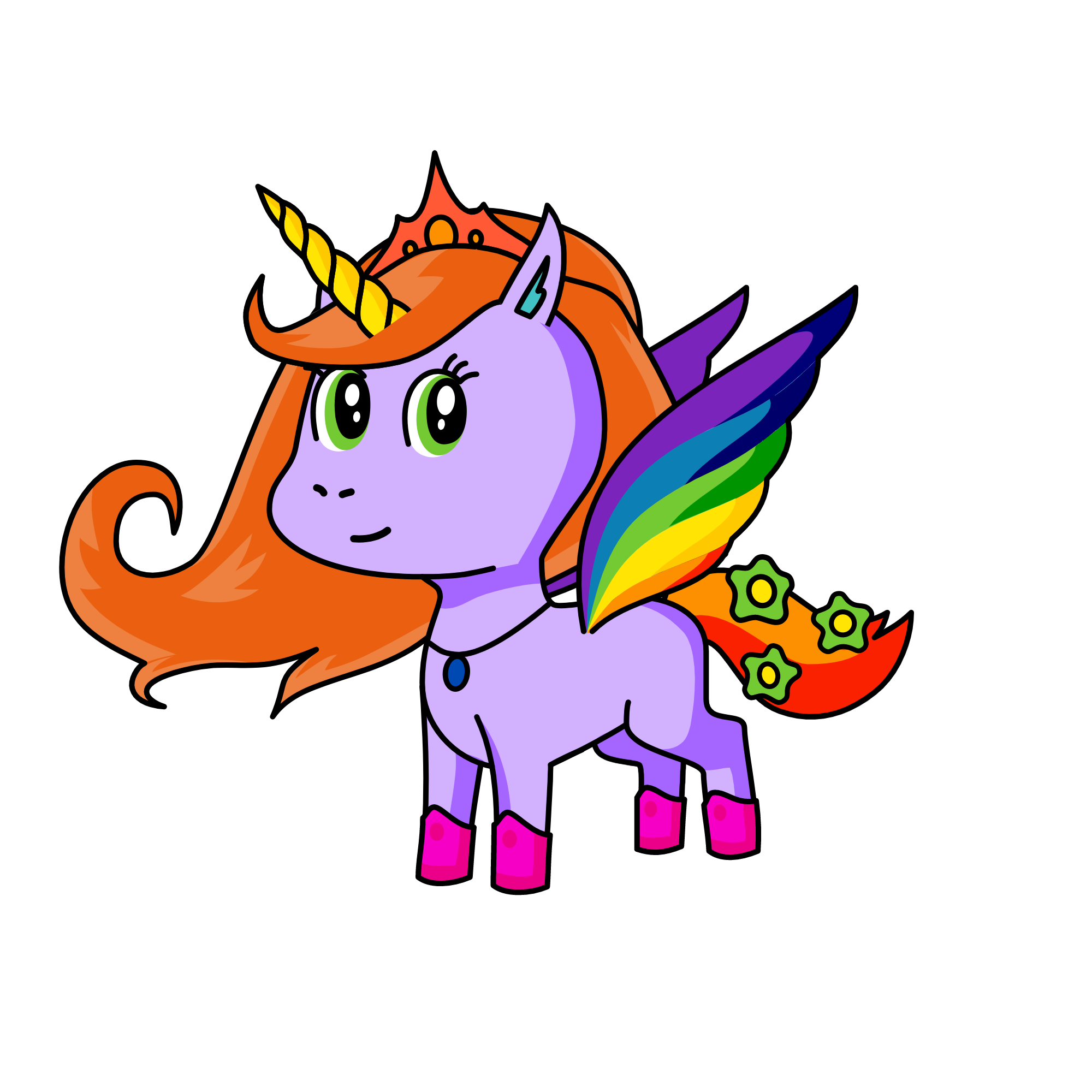 Queen rainbow, the unicorn