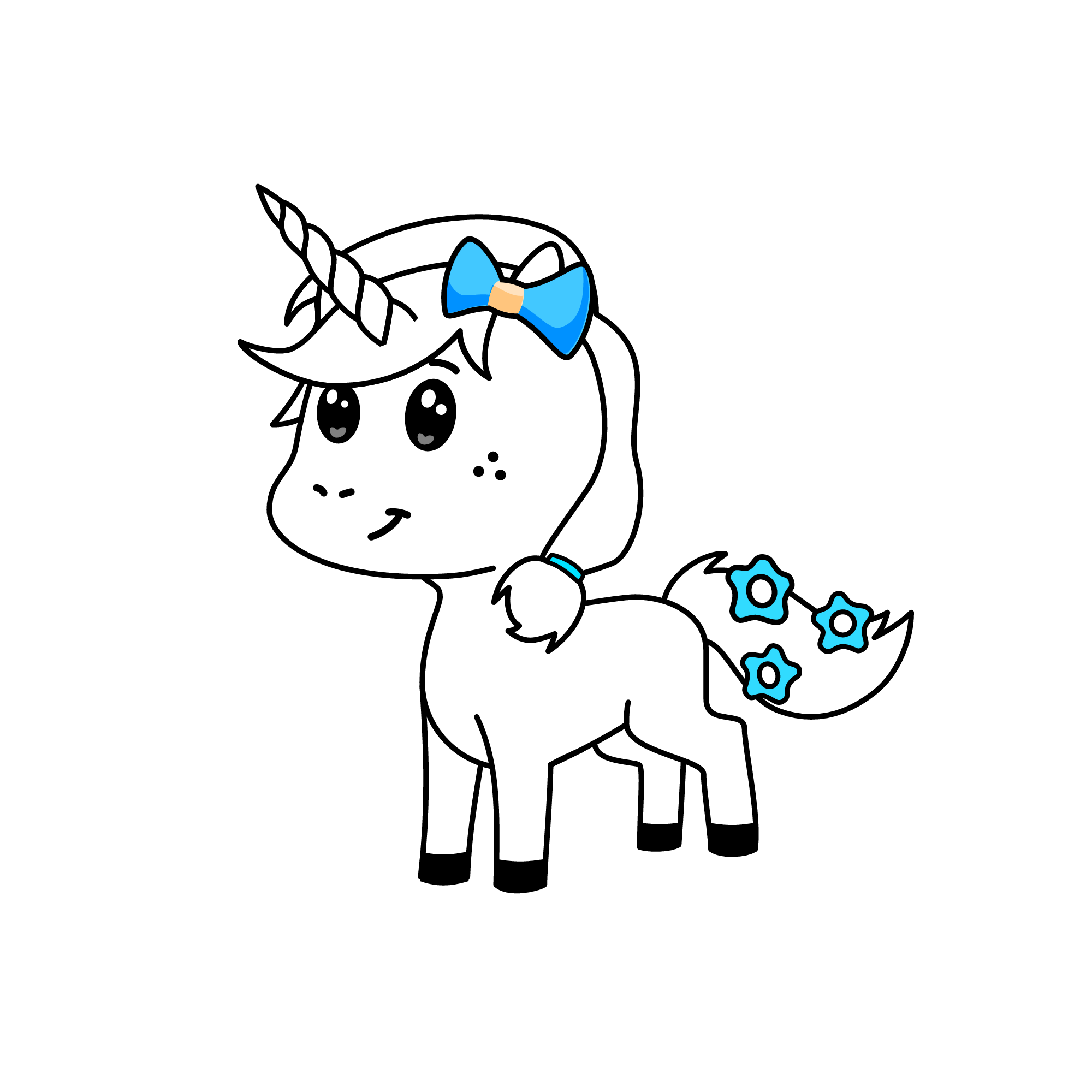 white and blue, the unicorn