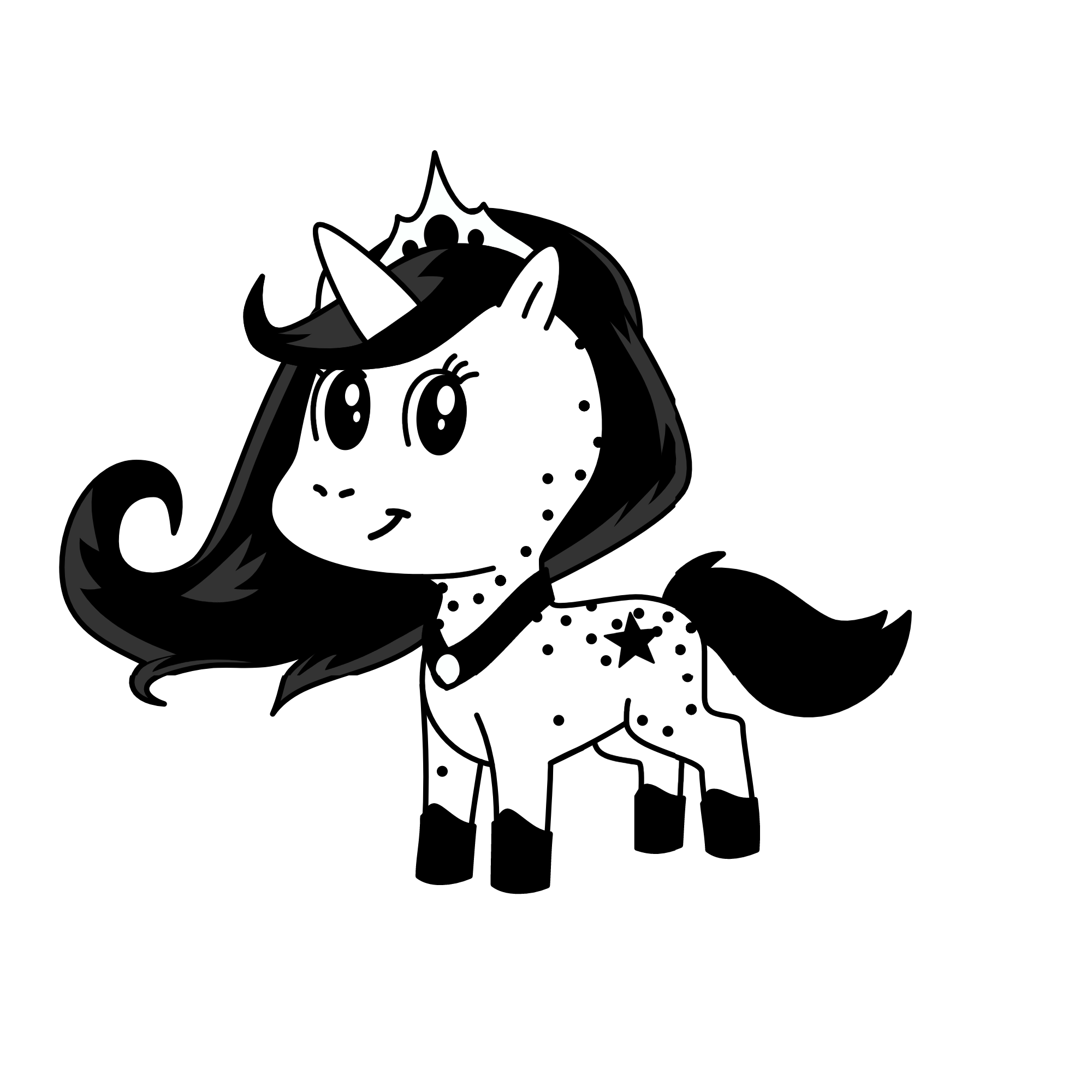 The black and white unicorn_ Clya, the unicorn