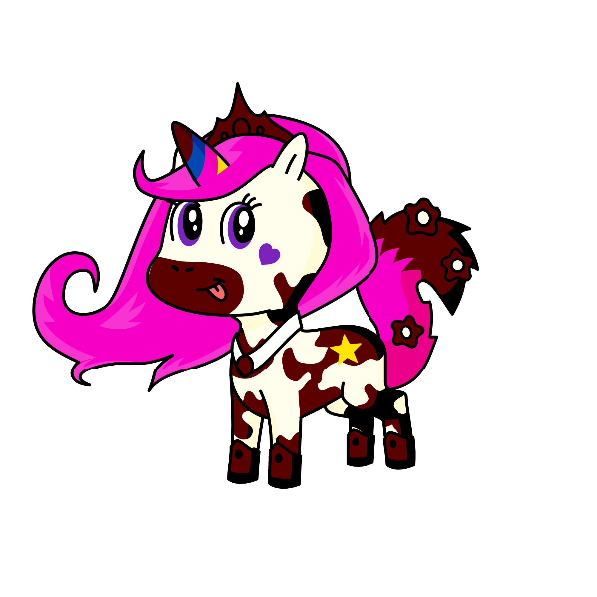 Little miss Crazy Flower, did you eat all the chocolate?, the unicorn