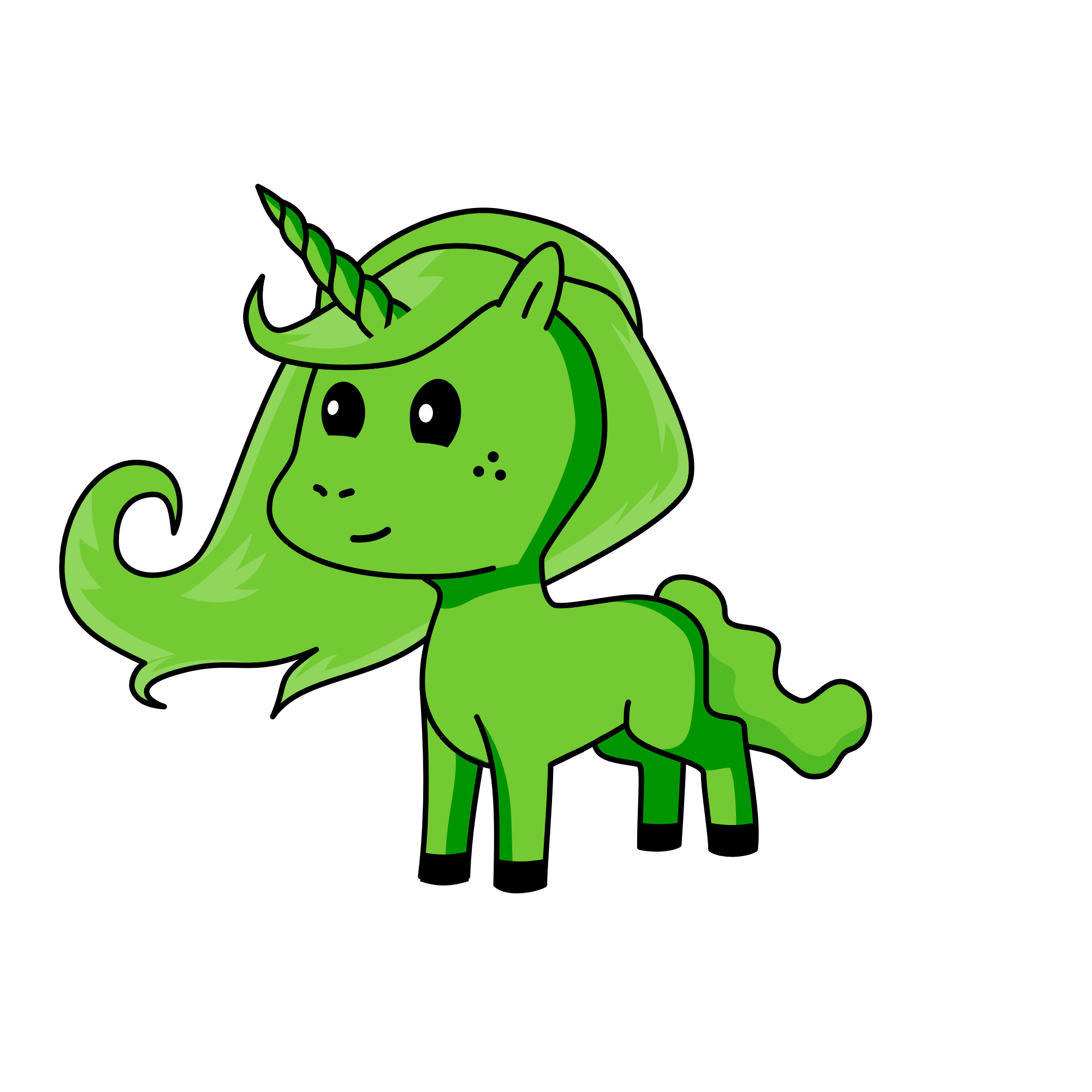 Green, the unicorn