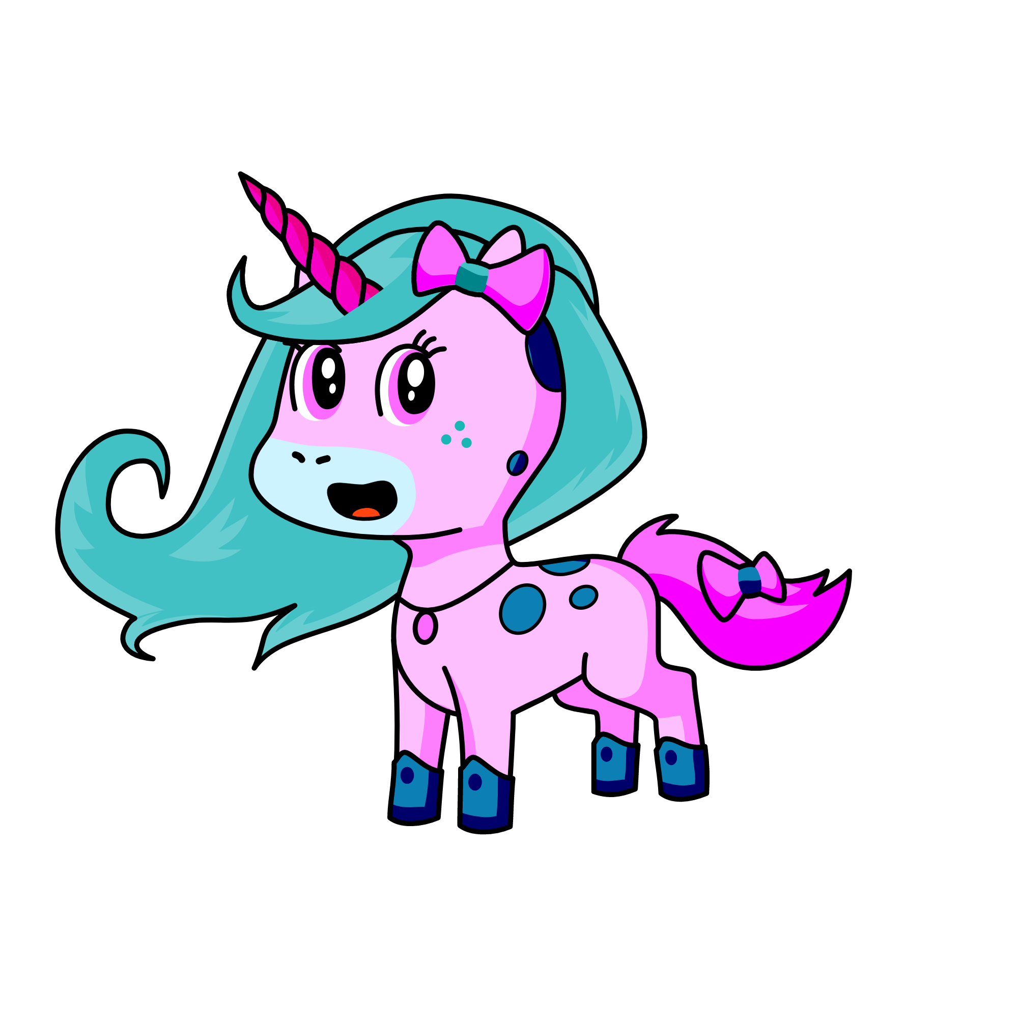 pinkey blue, the unicorn