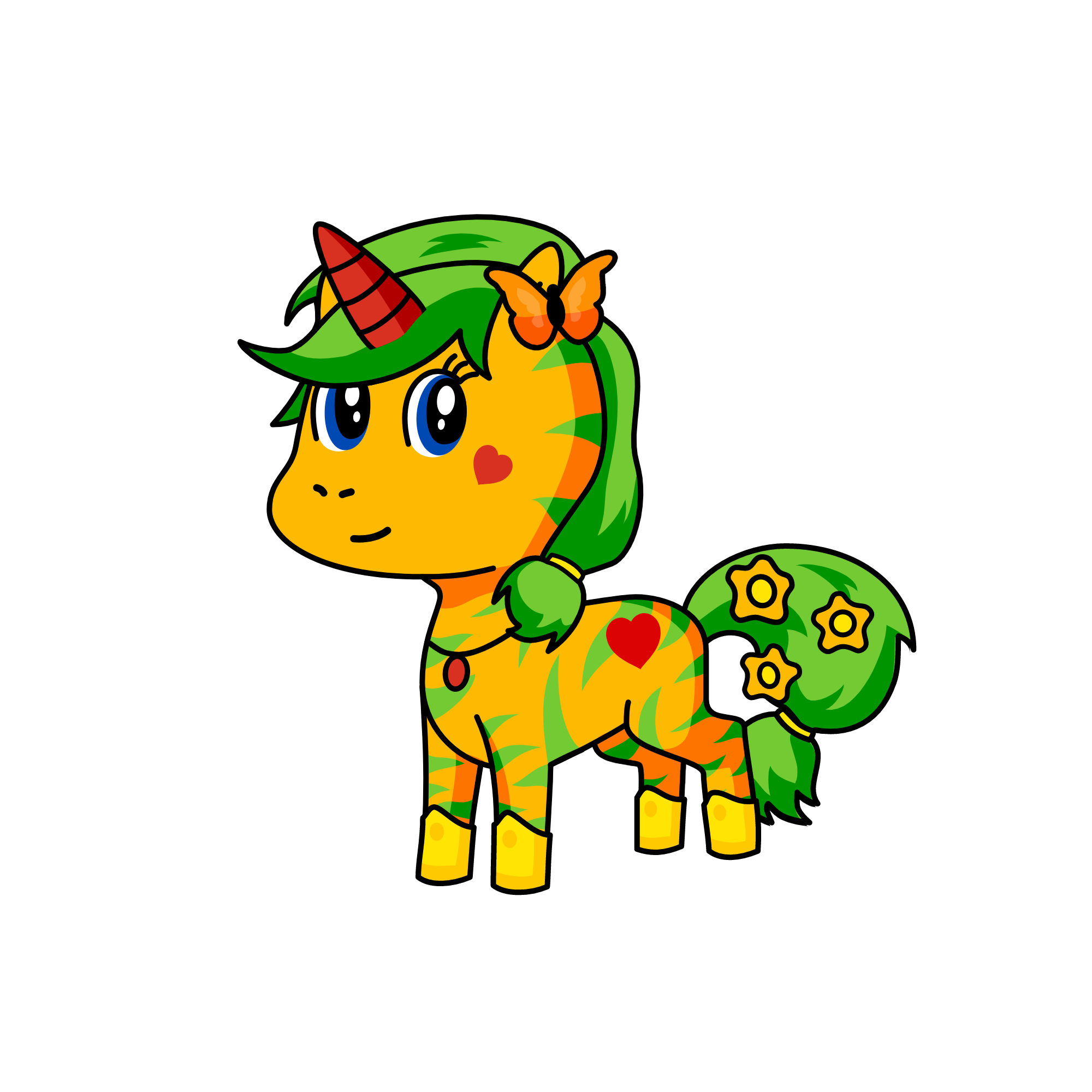 Orange Butterfly wings, the unicorn