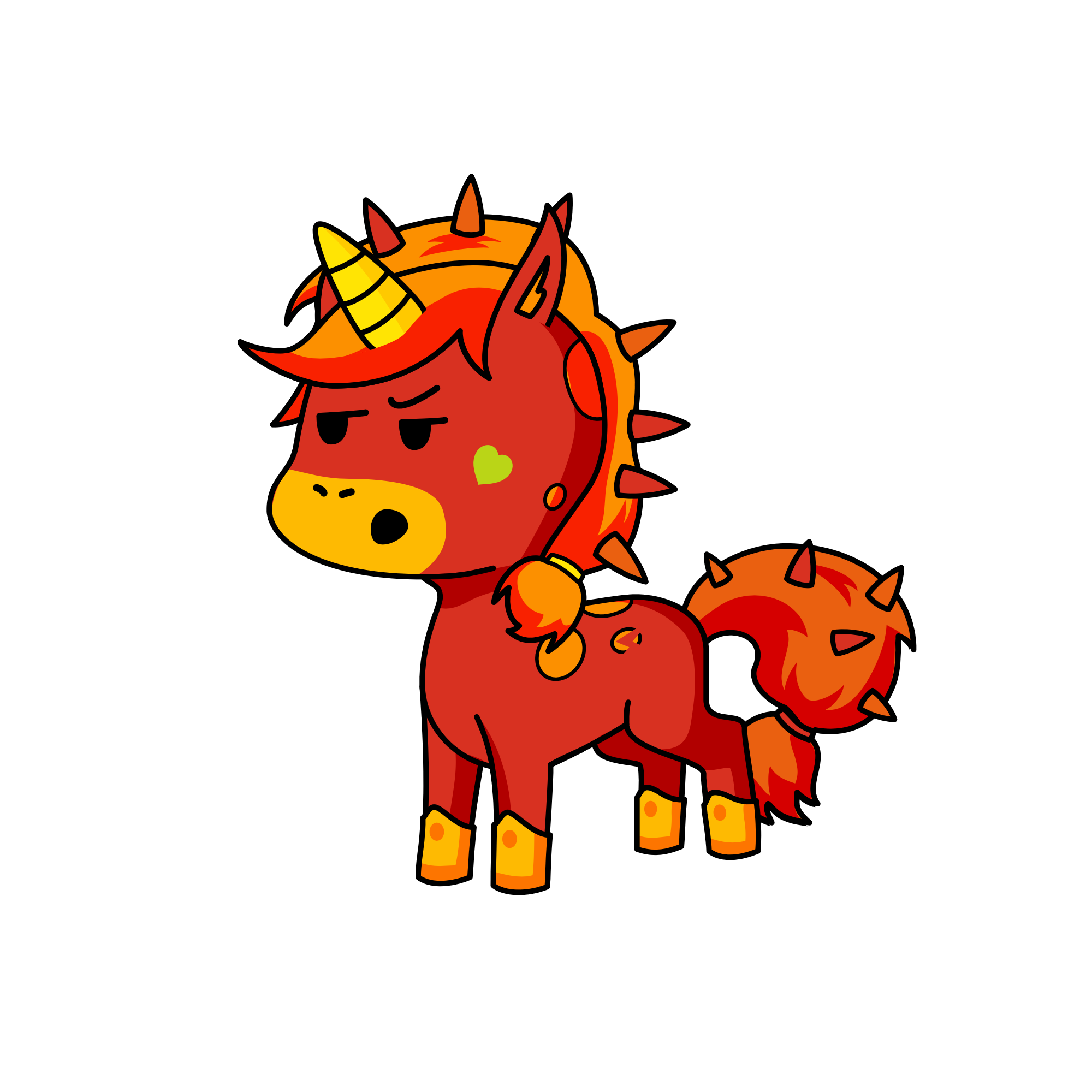 Fire flame, the unicorn