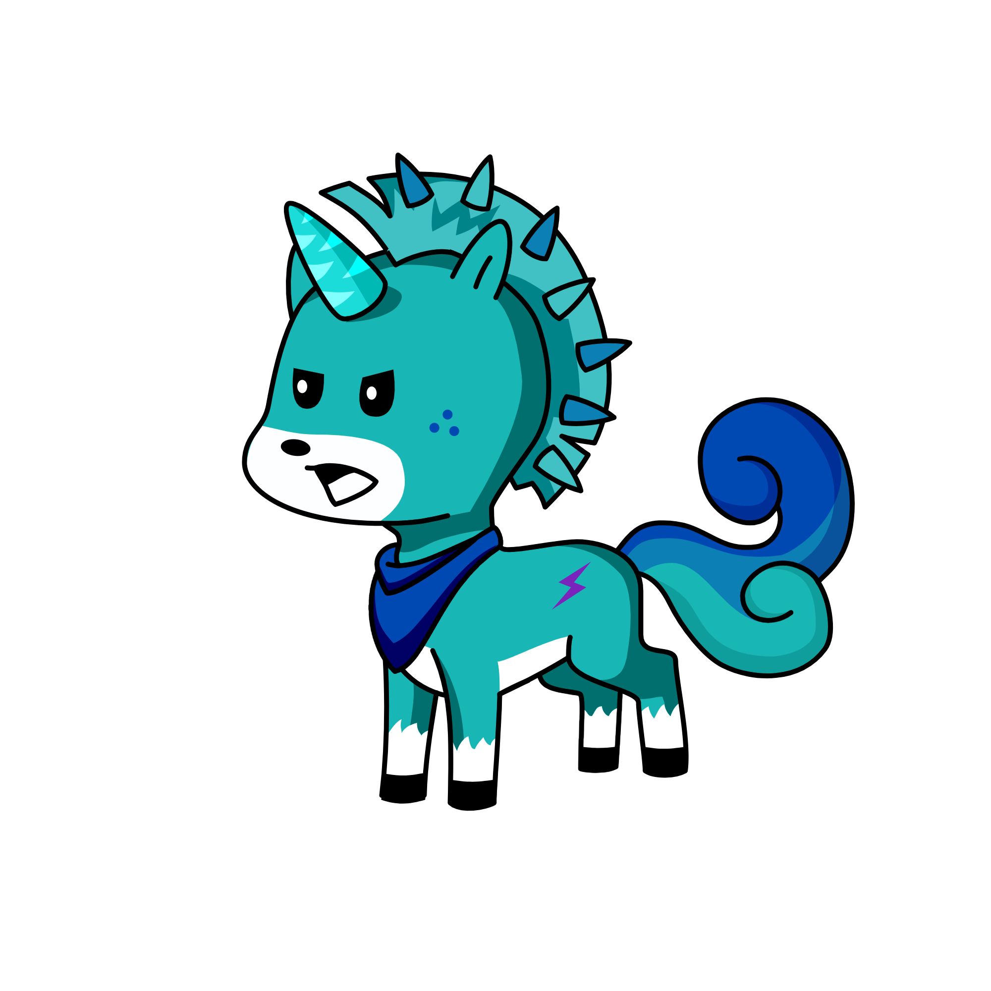 The queen of blue, the unicorn