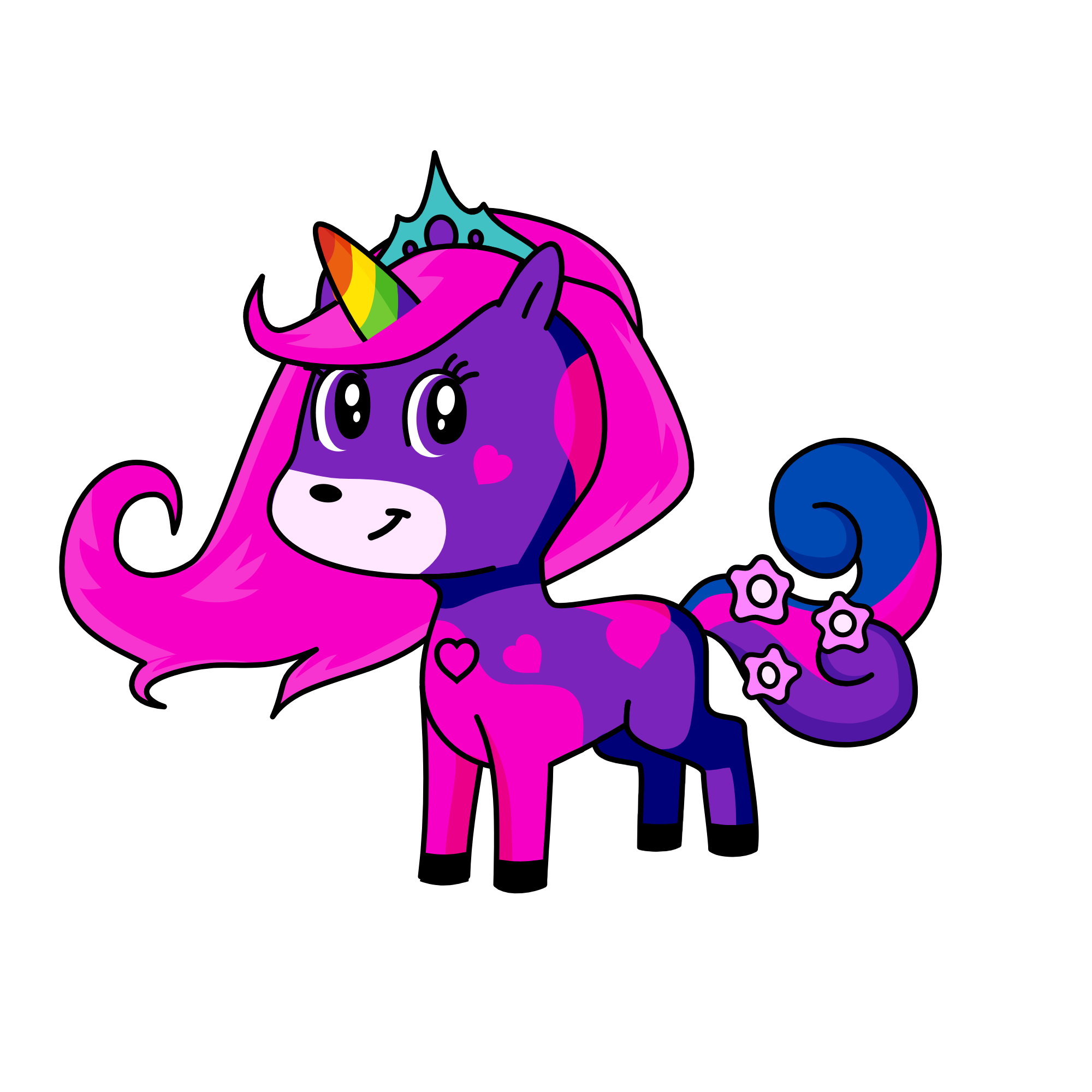 put her in the fasionista with eye boggies and put some green in er one nose whole and we need poop, the unicorn