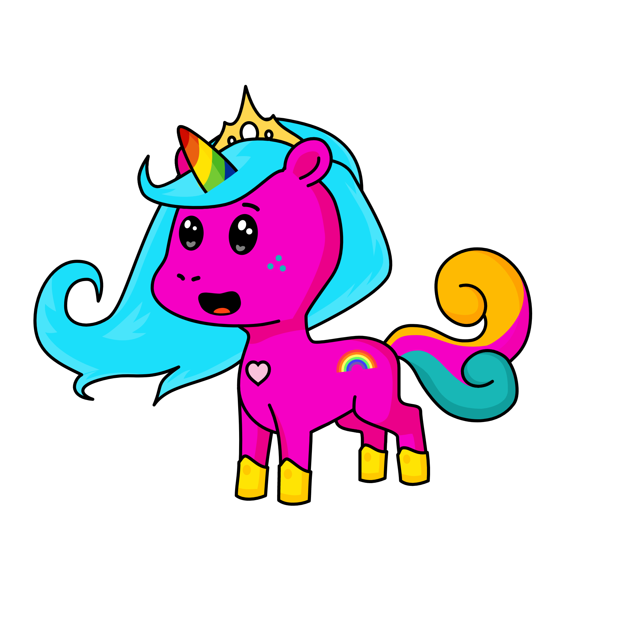 Queen happy, the unicorn