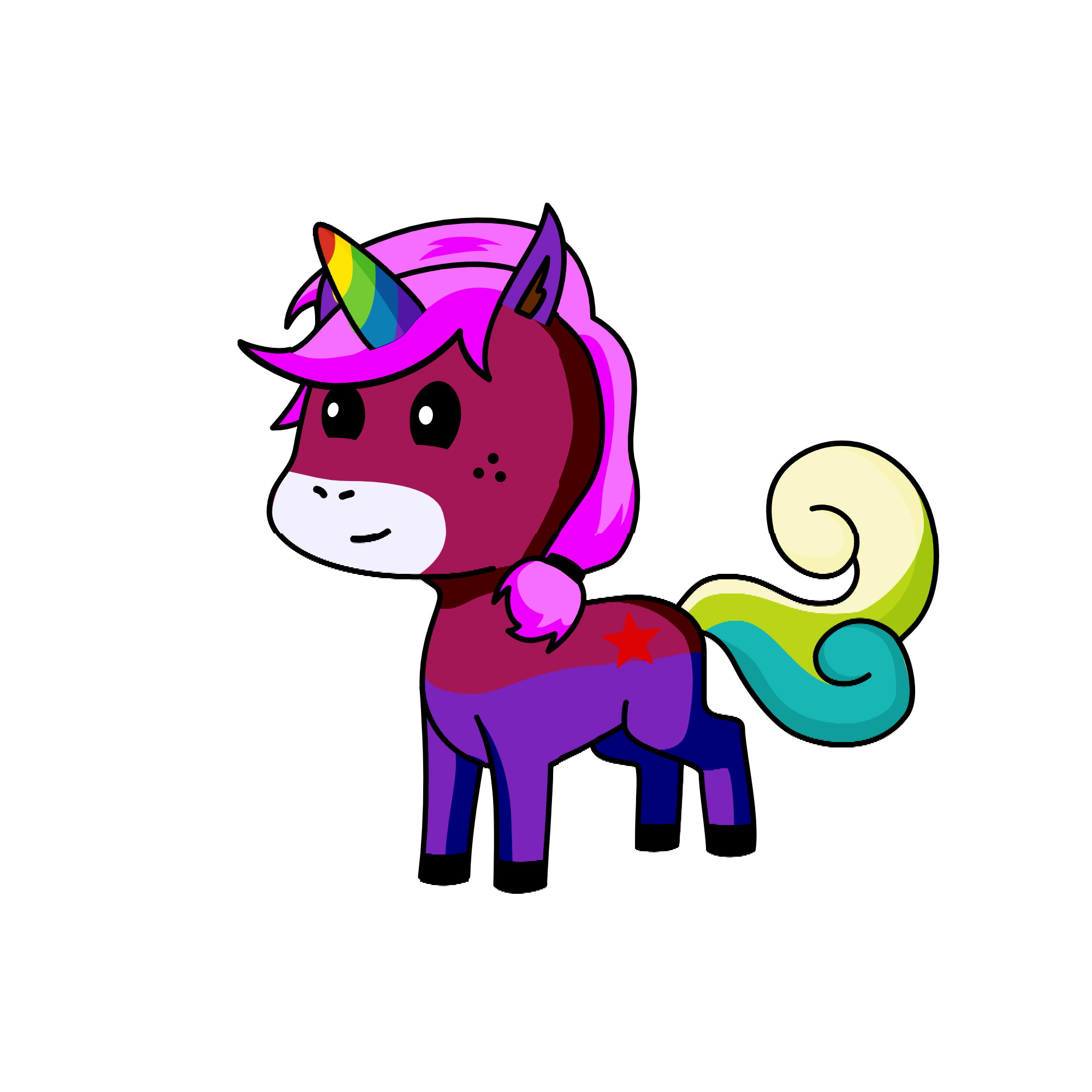 Pink raimbow, the unicorn