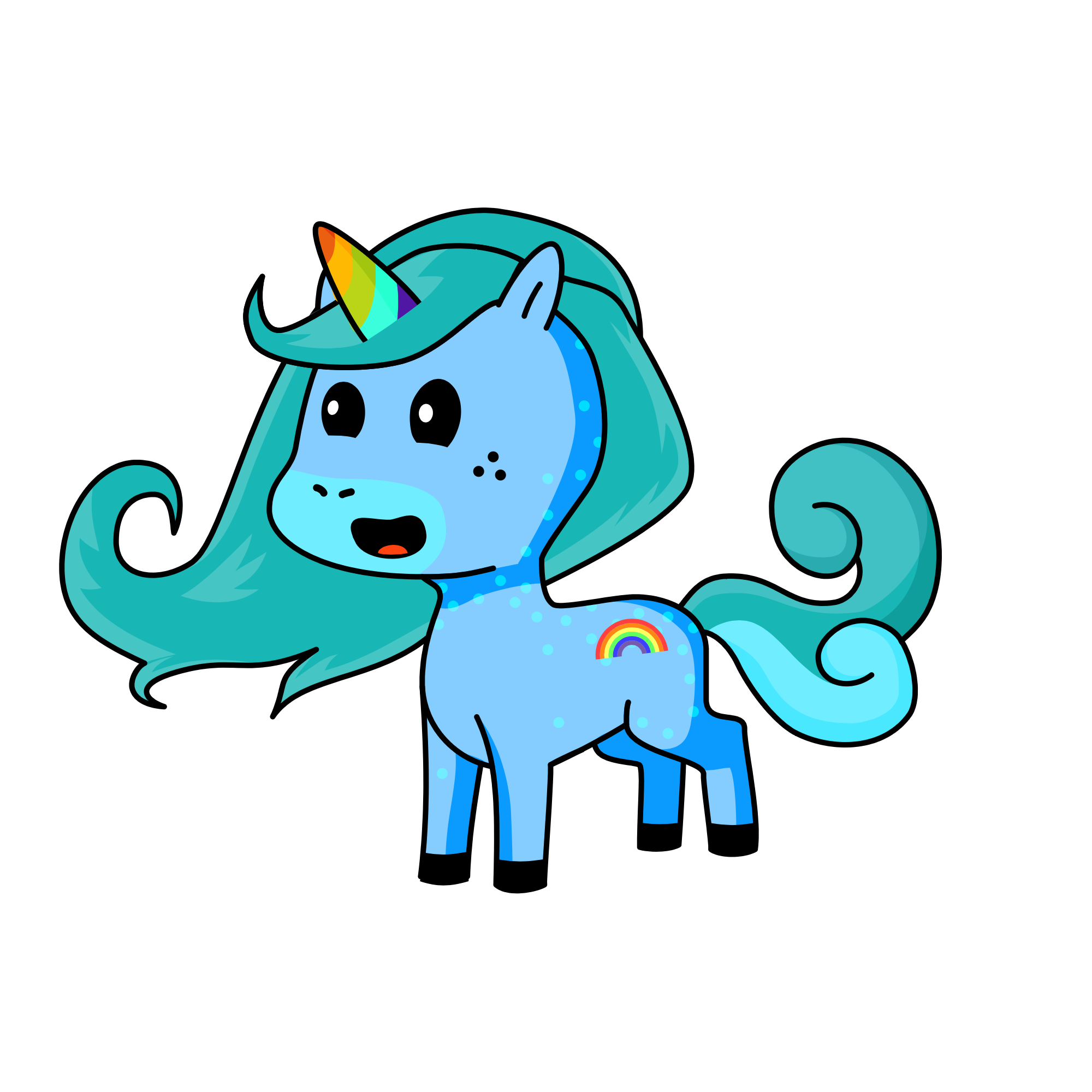 Rainbow sky, the unicorn