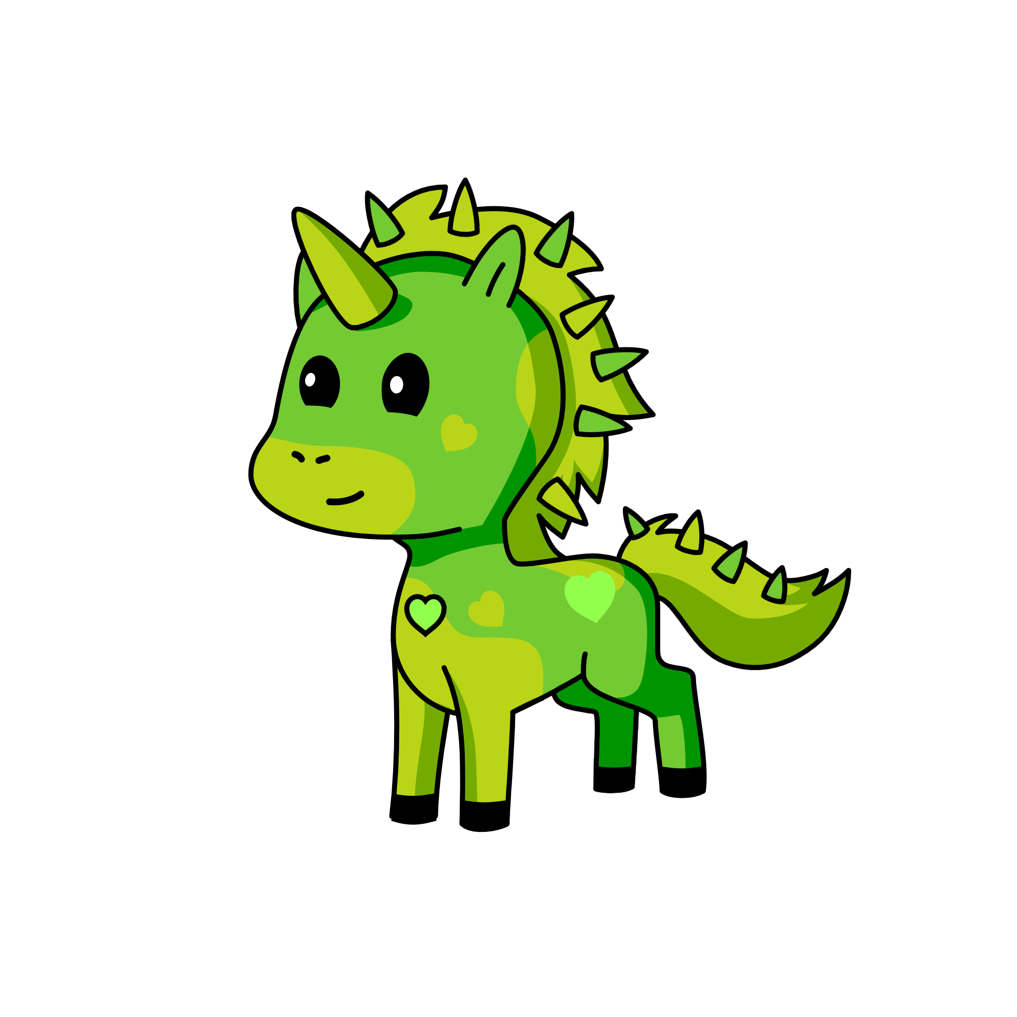 Green, the unicorn
