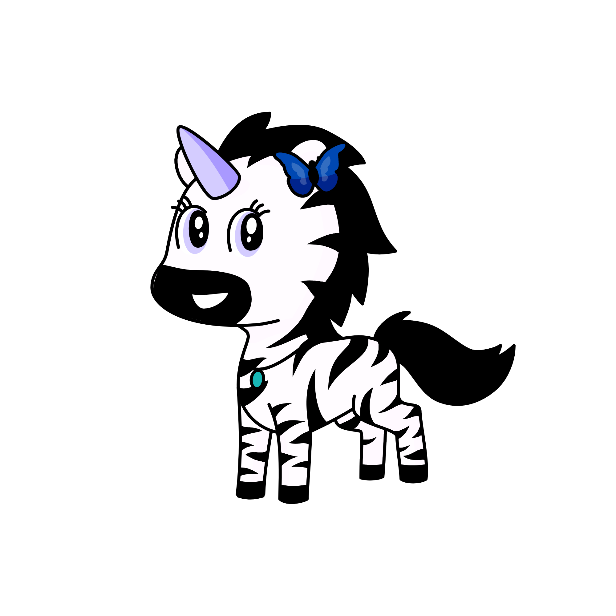 black and white, the unicorn