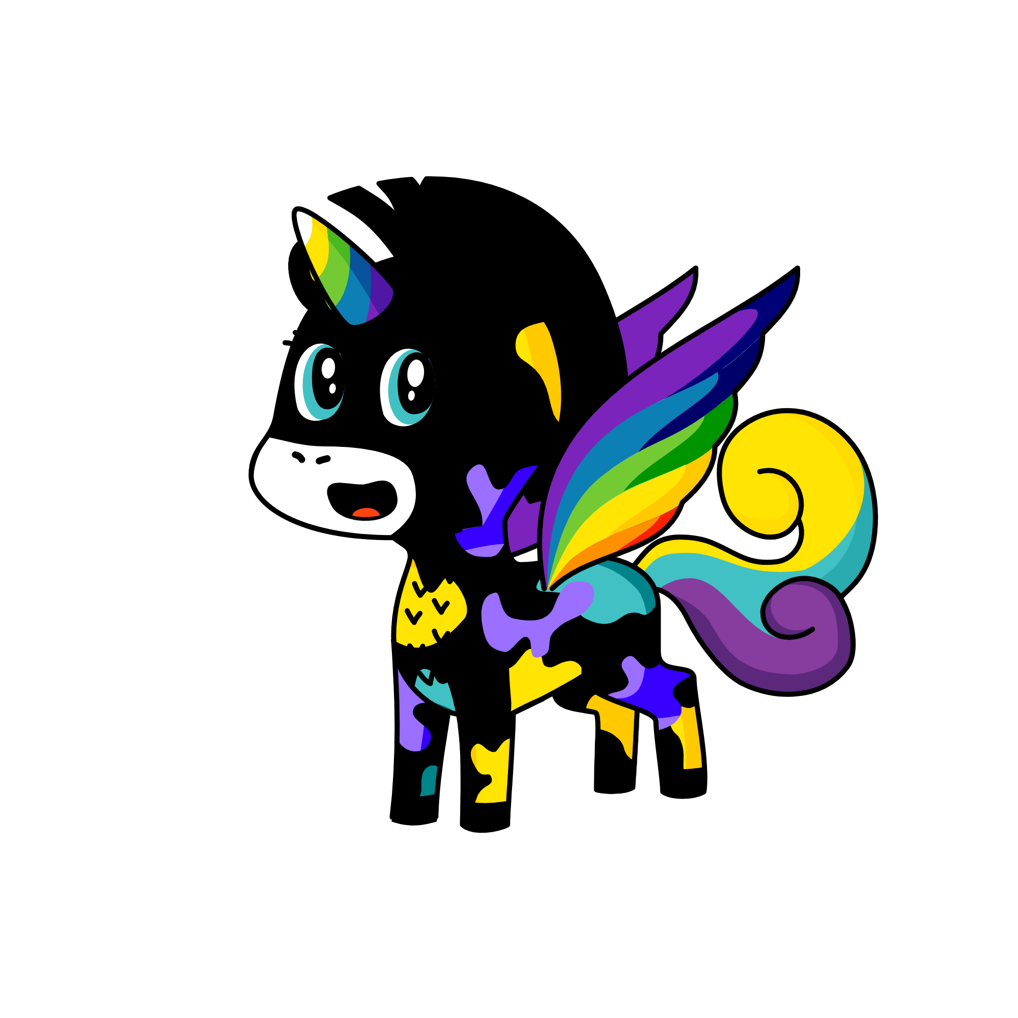Dark Mode Rainbow Unicorn, the unicorn