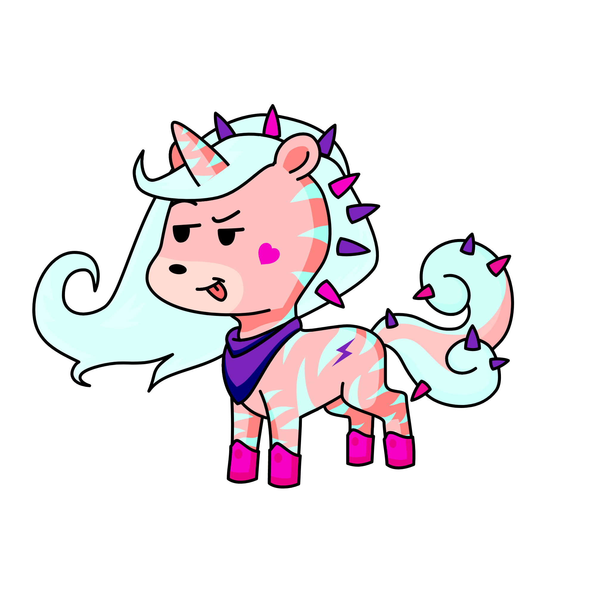 Blue >~<, the unicorn