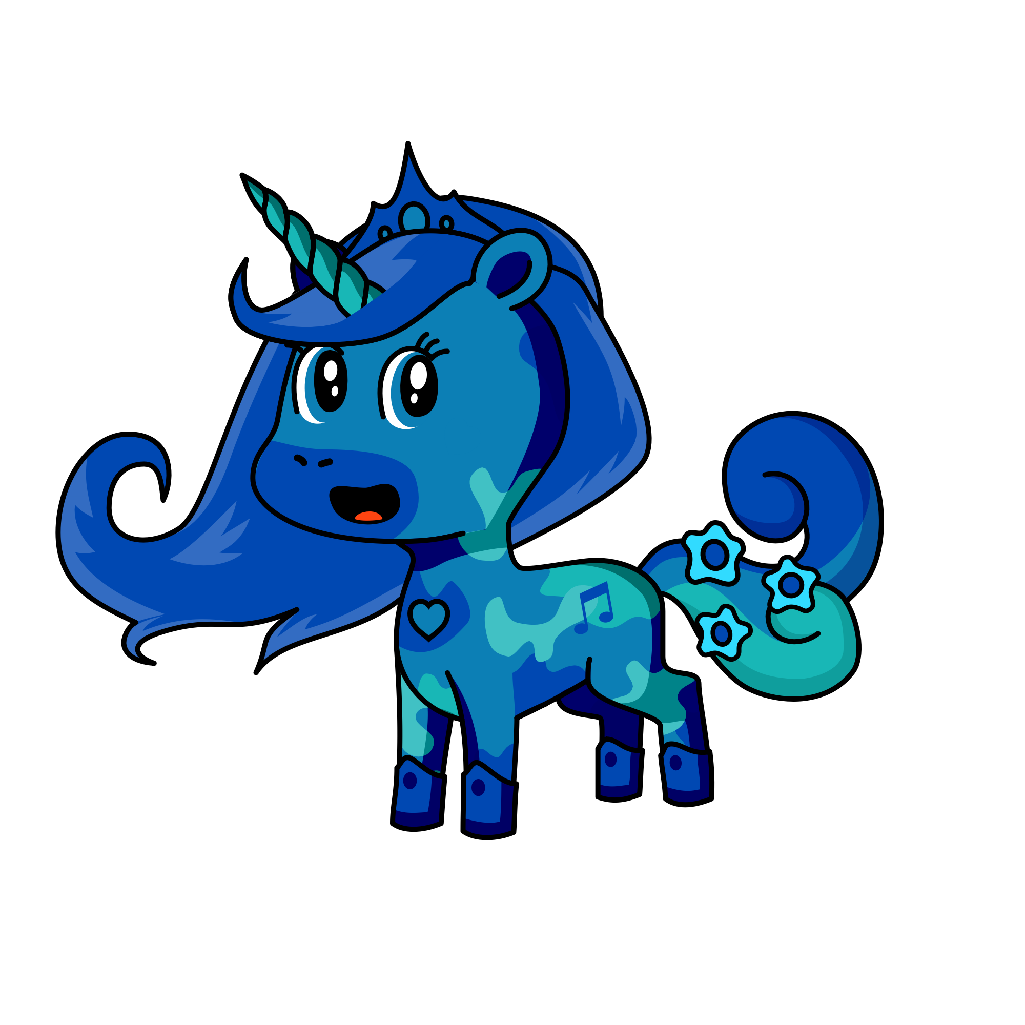 Blue princess unicorn, the unicorn