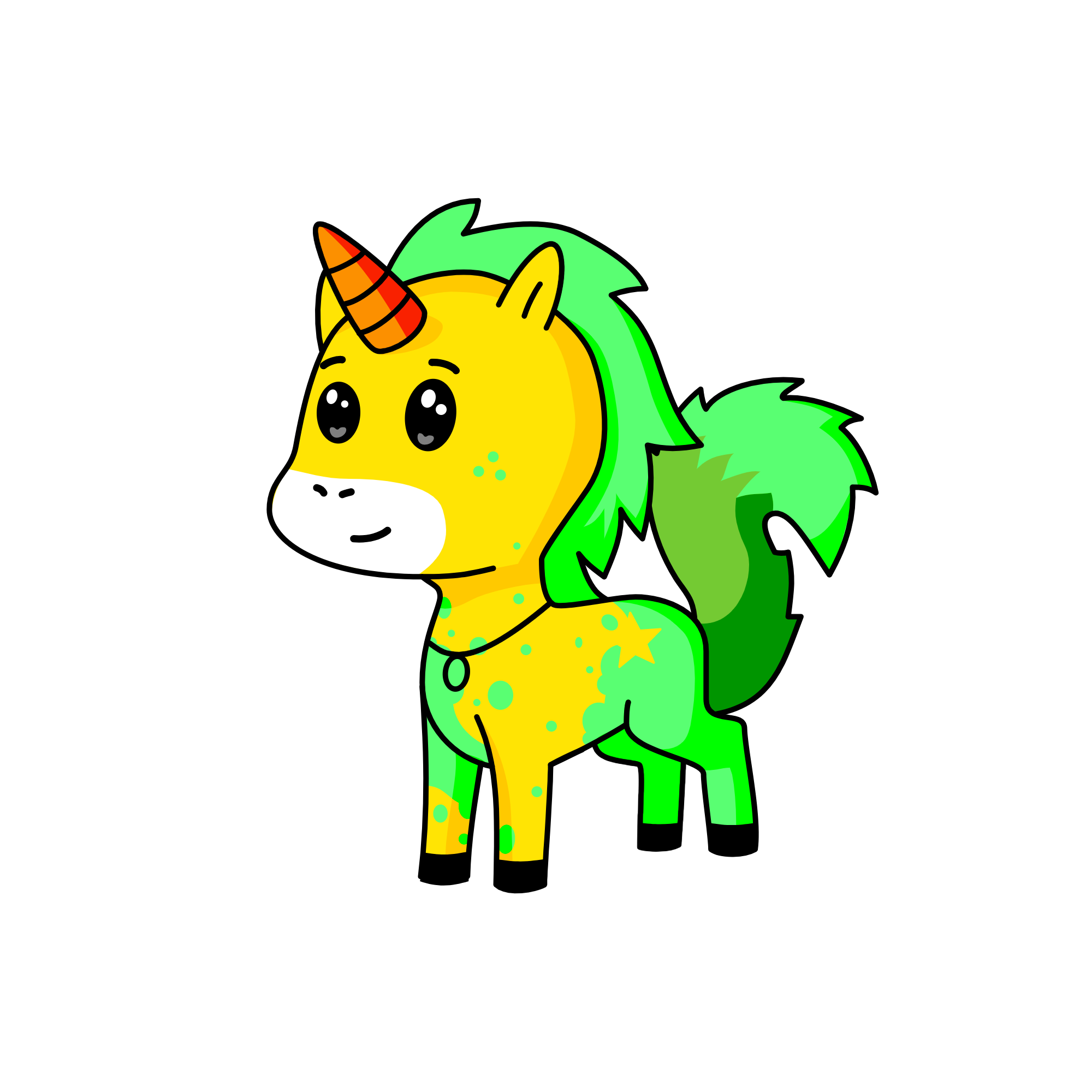 Green and yellow unicorn, the unicorn