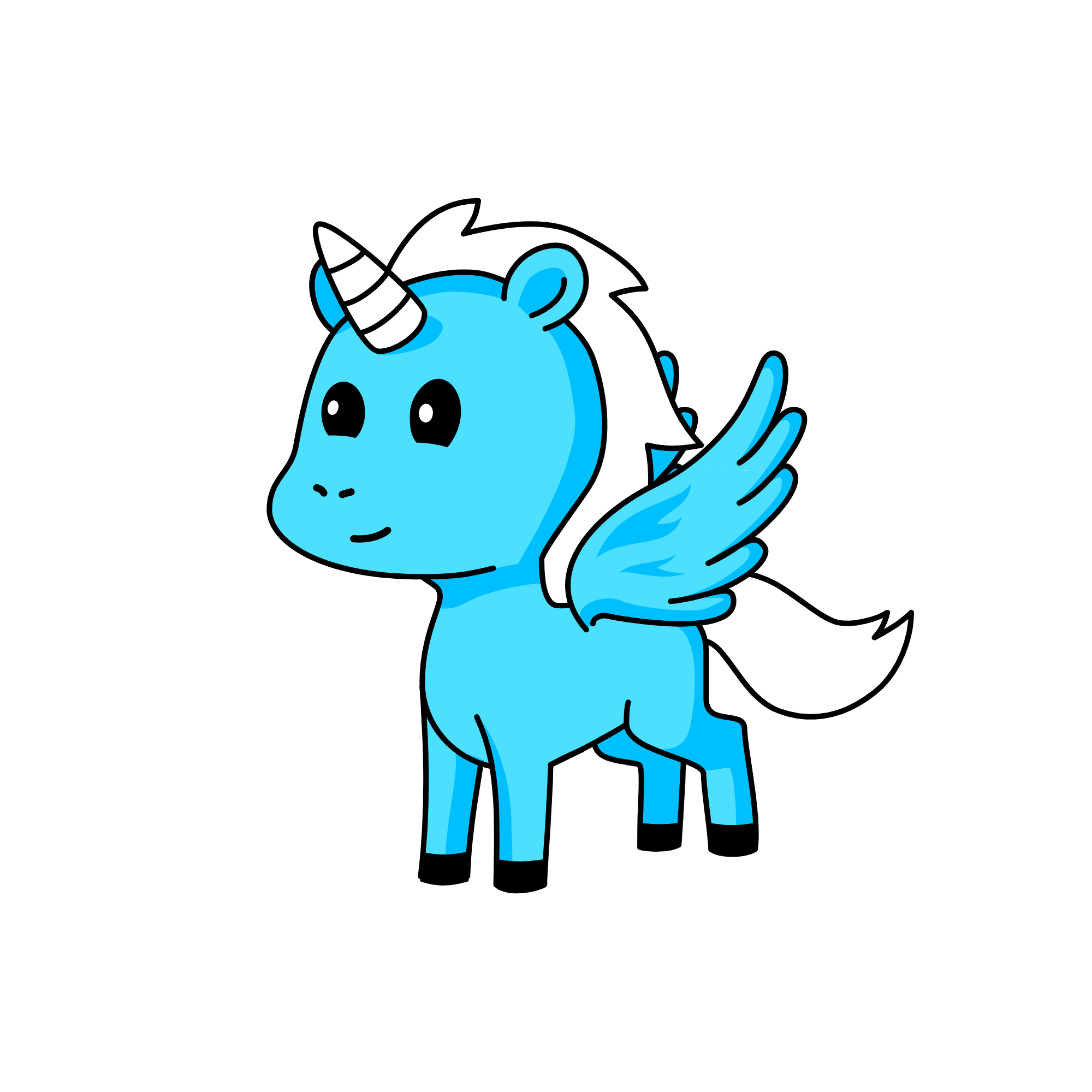 Blue wings, the unicorn