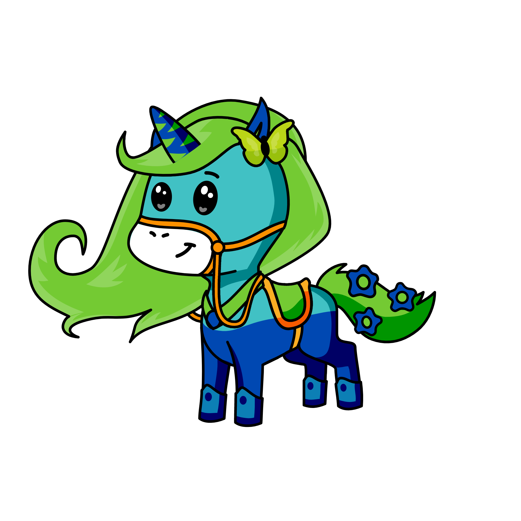 Greenie, the unicorn