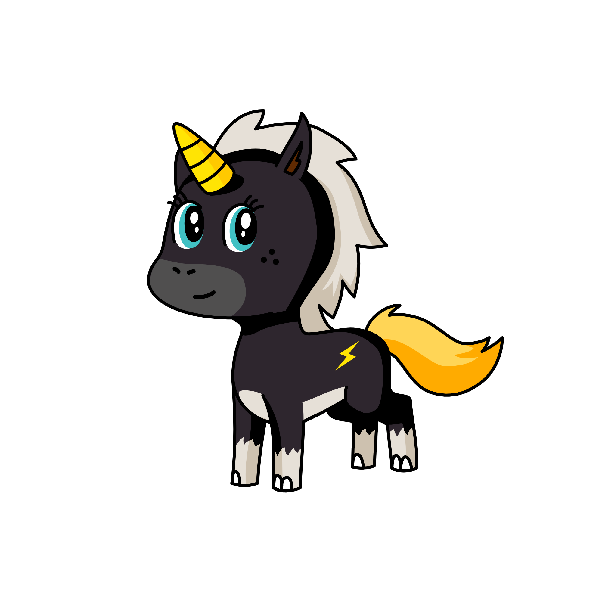 Blacky, the unicorn