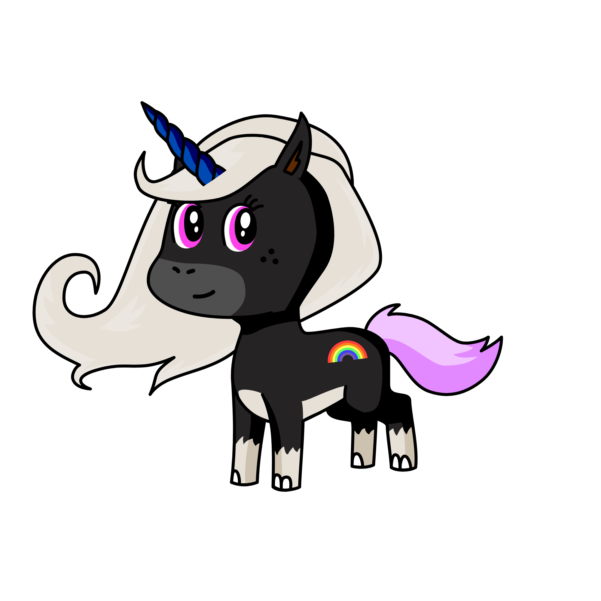 black   white  blue, the unicorn