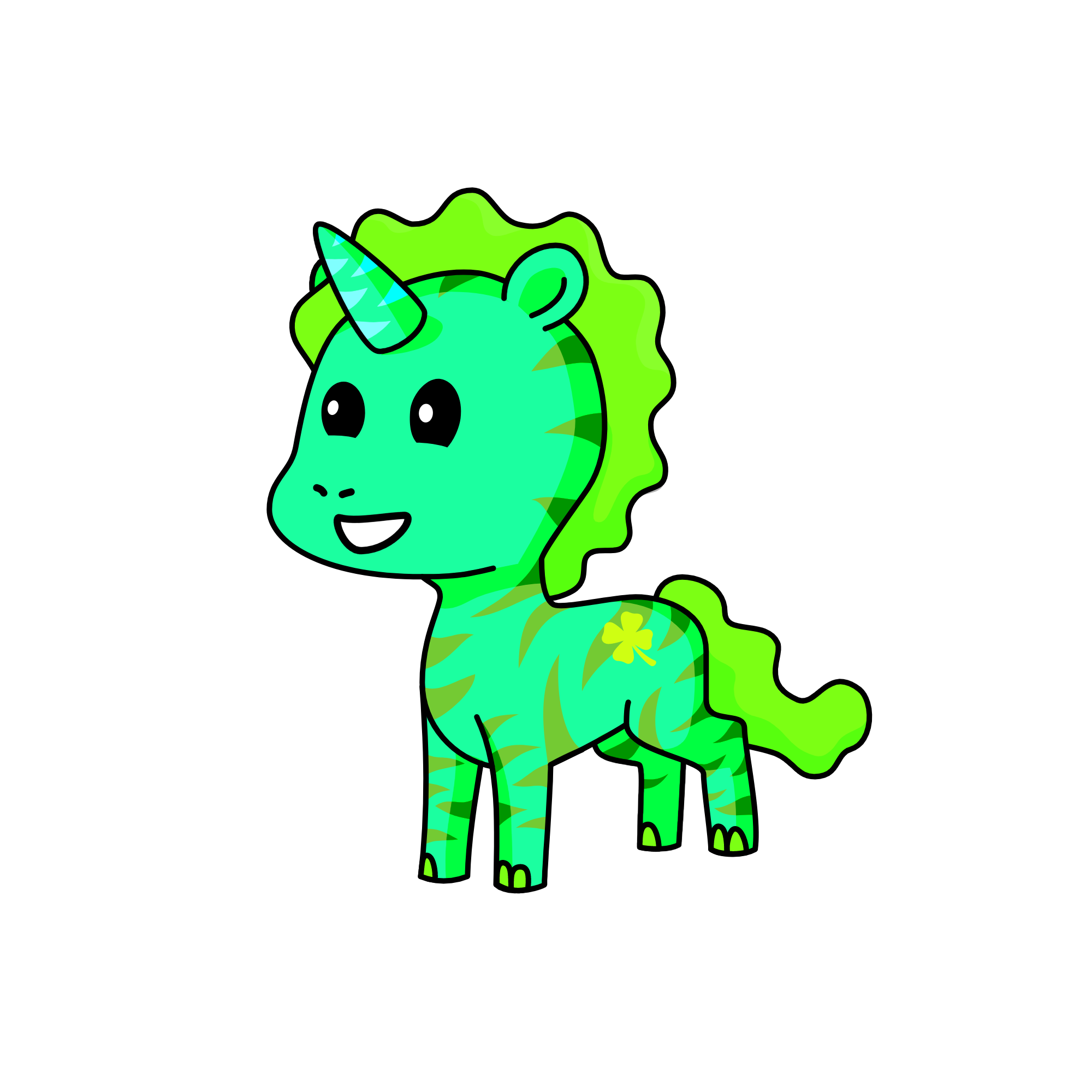 Woodsy green, the unicorn