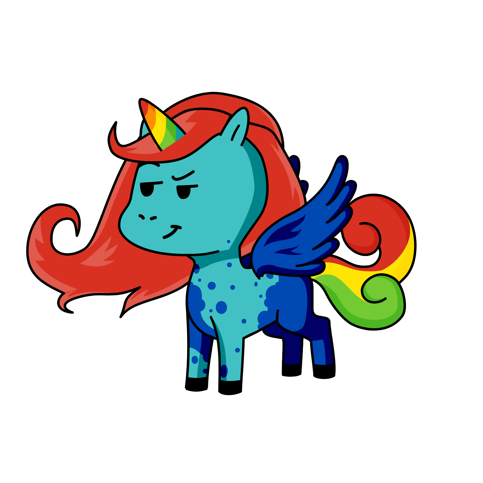 Rainbow dash from my little pony, the unicorn