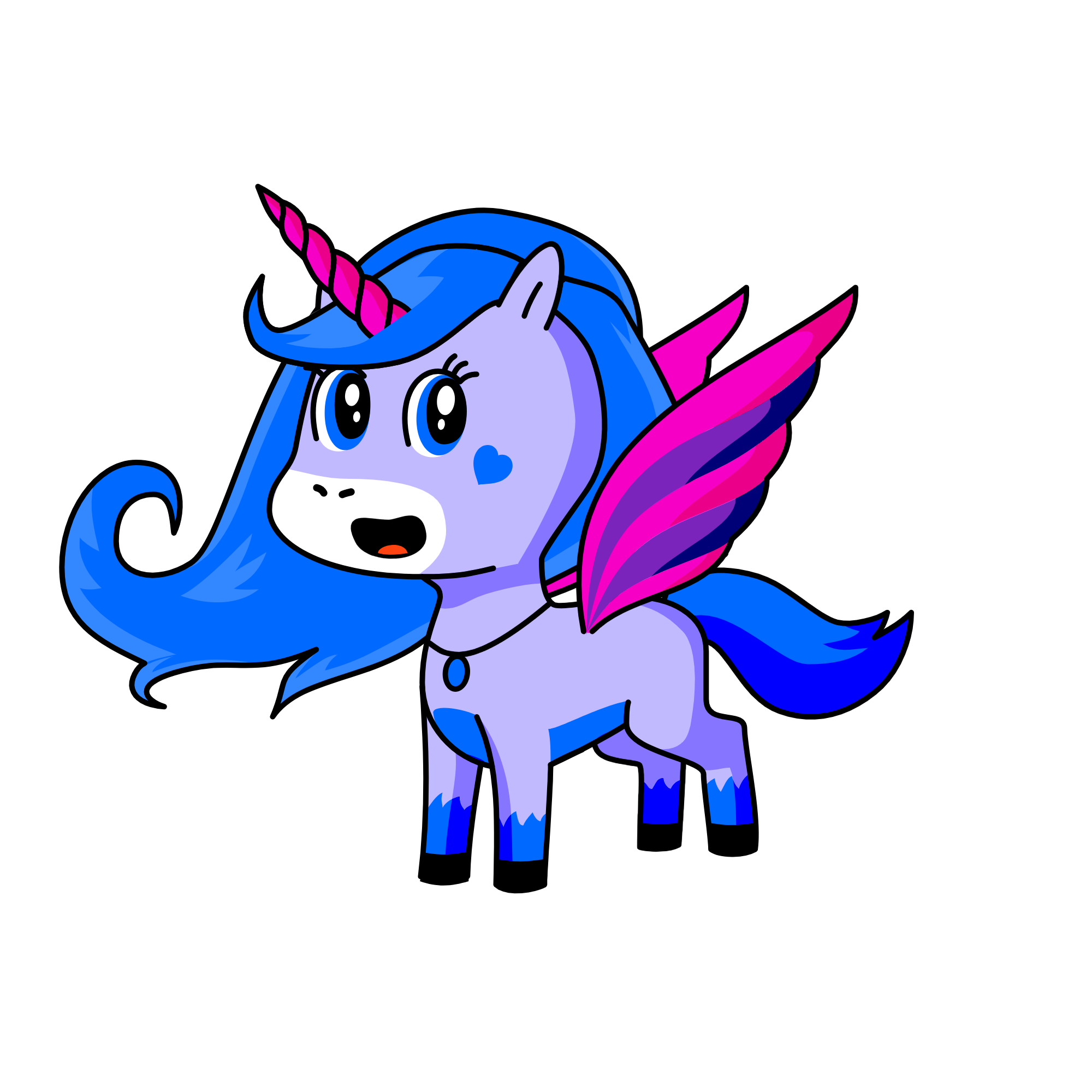 Blupurink, the unicorn