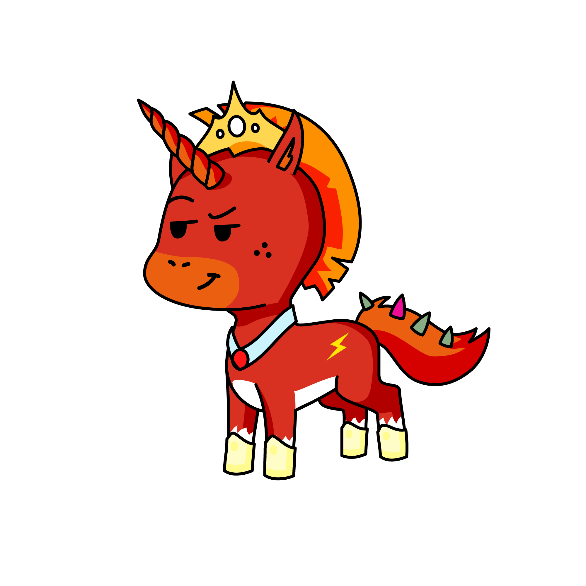 The flaming spikster, the unicorn