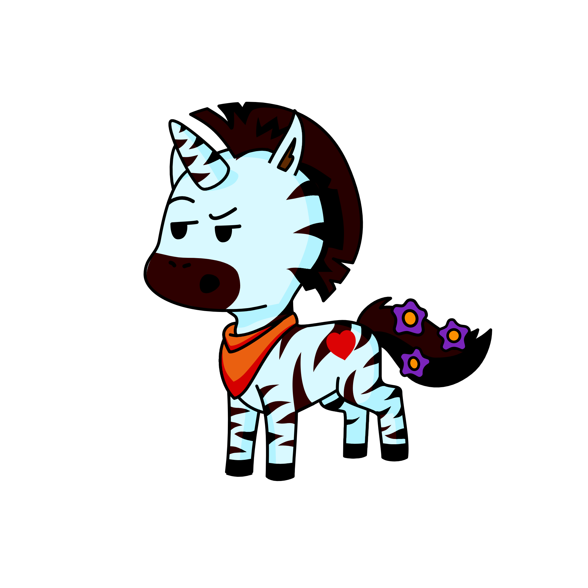 Zebra pony, the unicorn