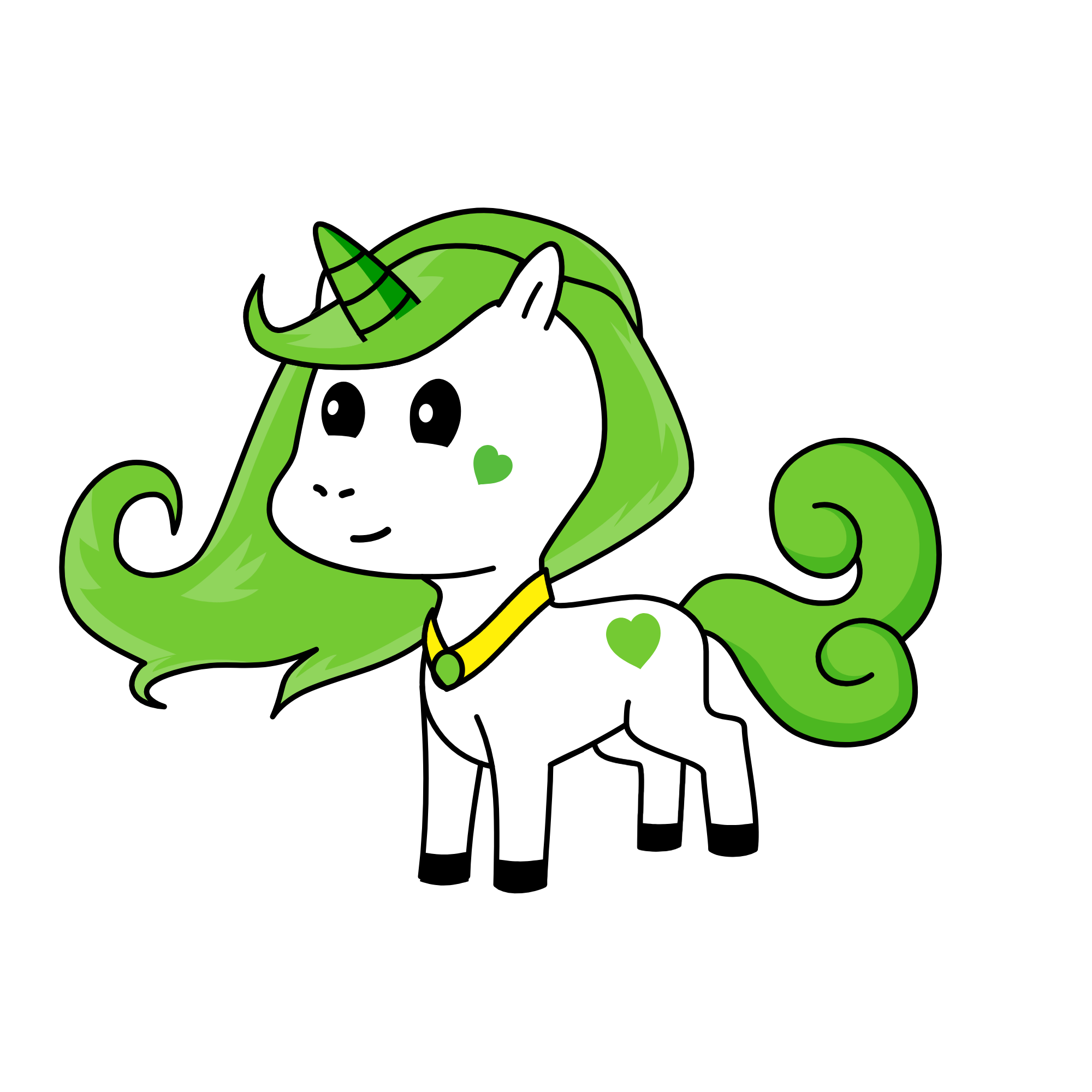 Green, the unicorn