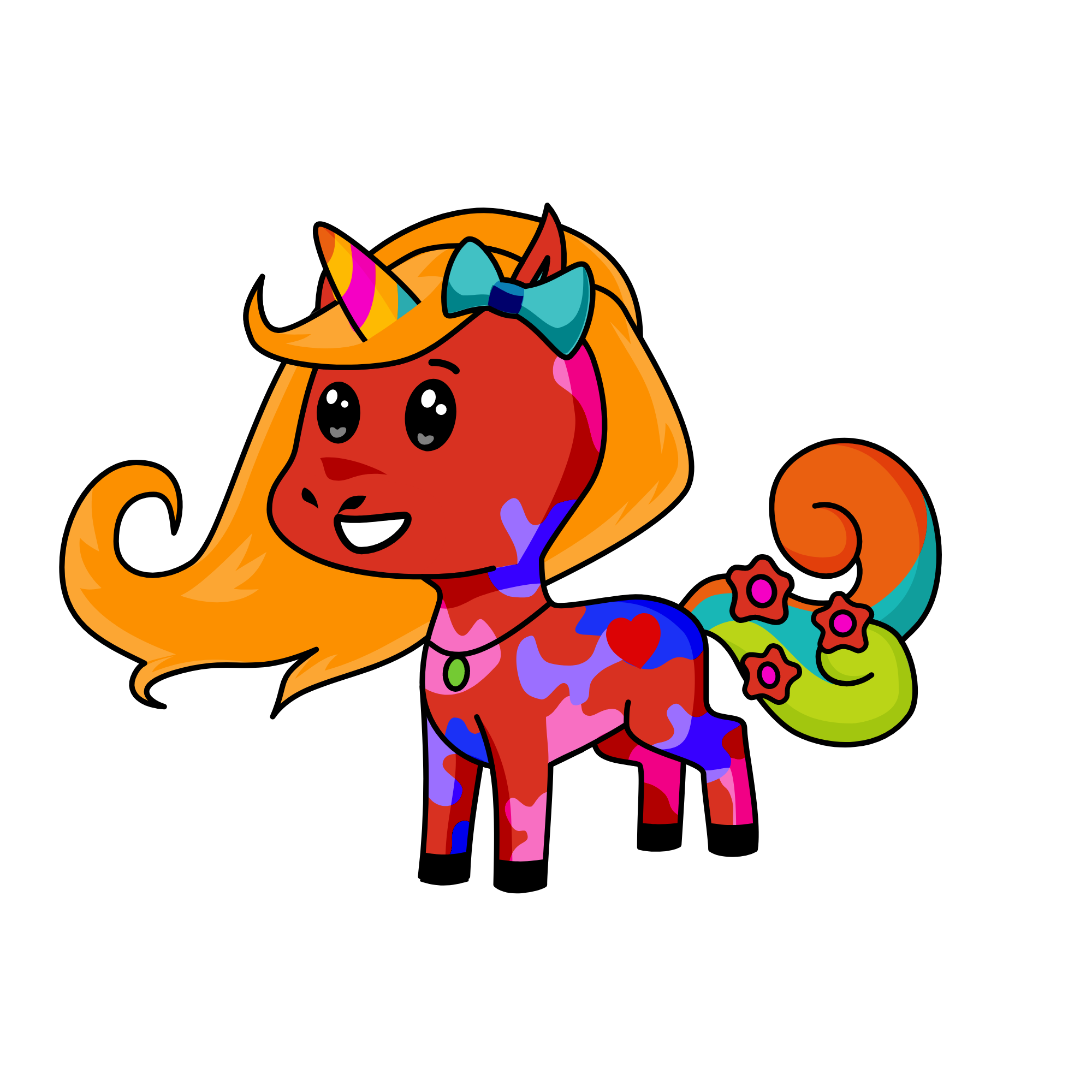 The colourful unicorn, the unicorn