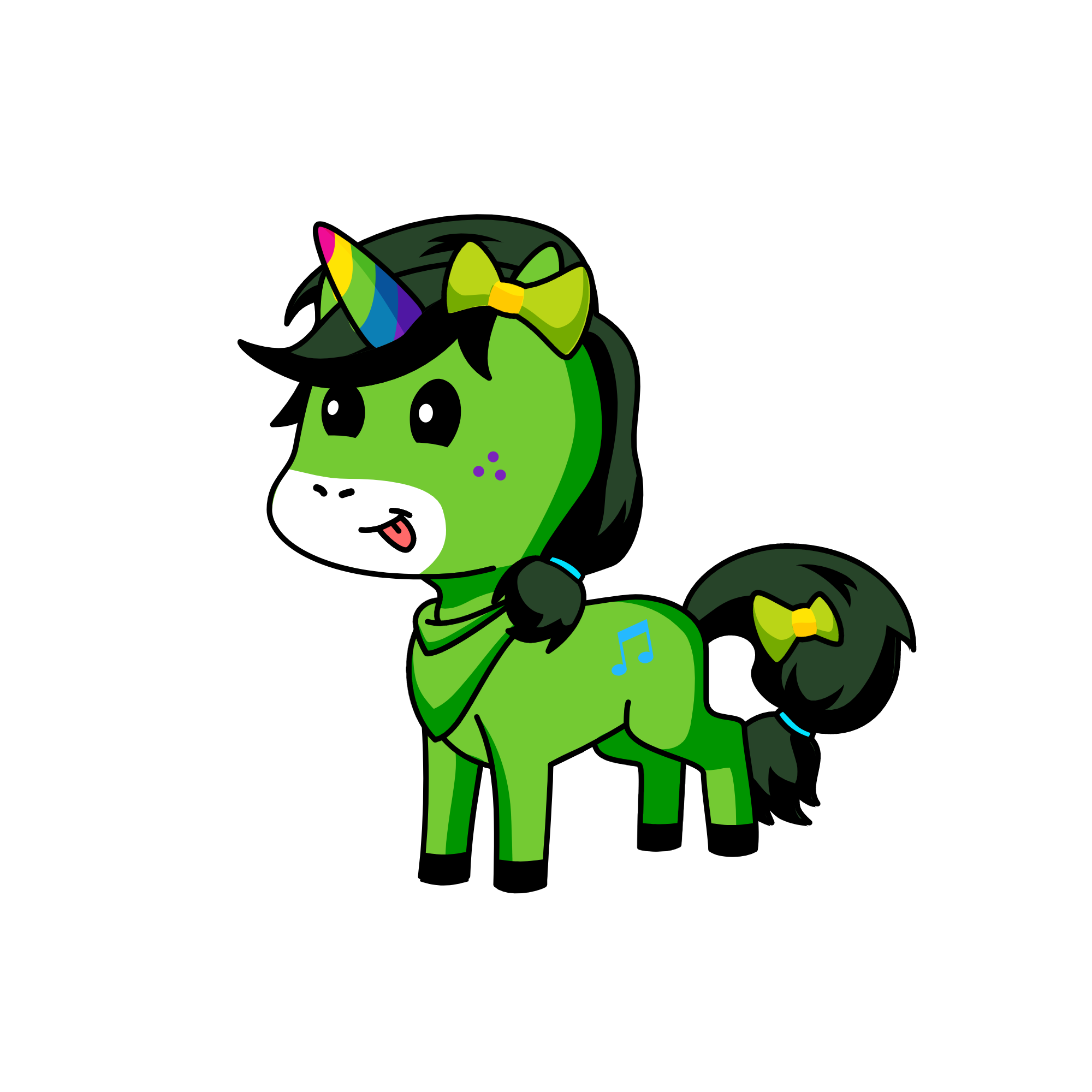 Greenie, the unicorn