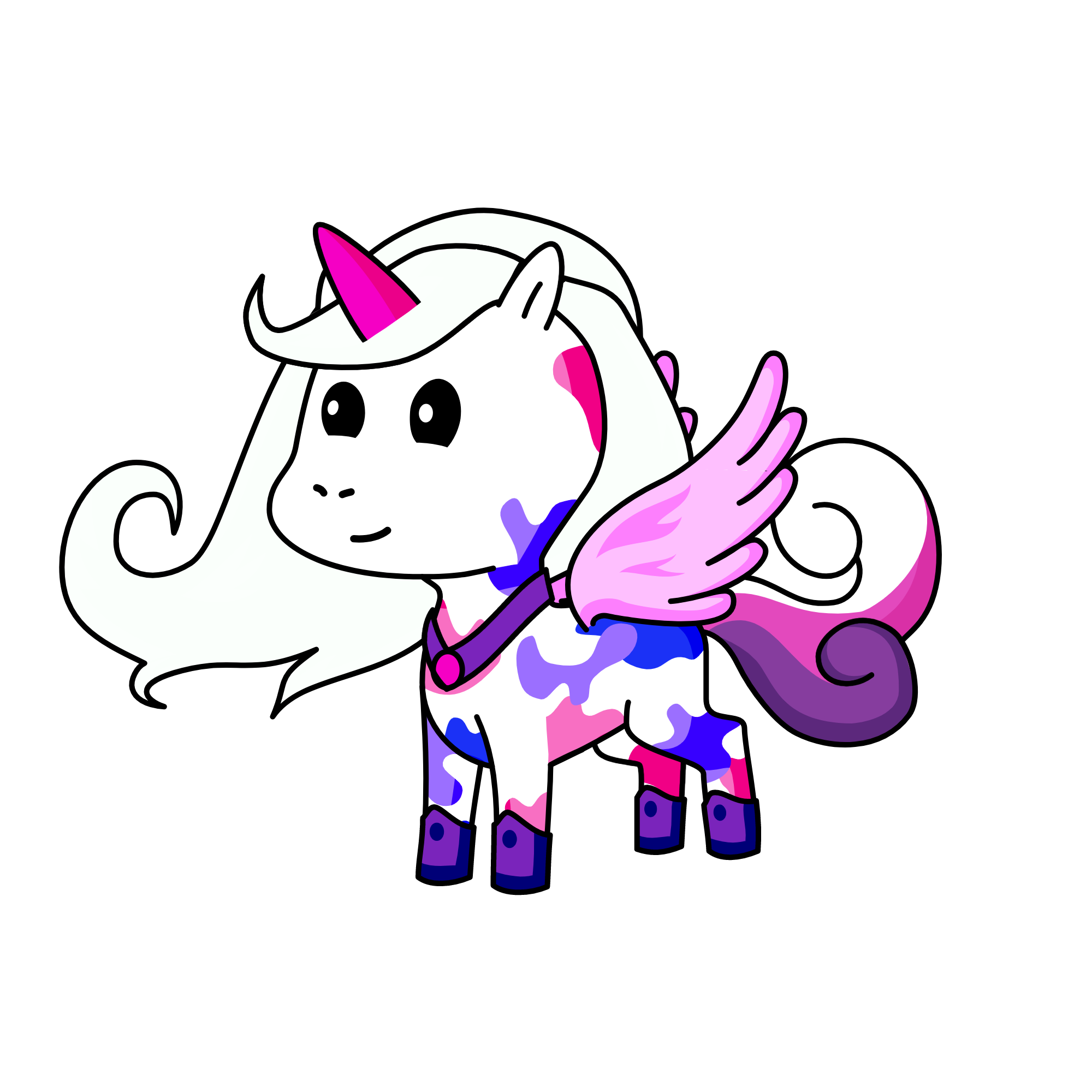pink,blue,purple, the unicorn
