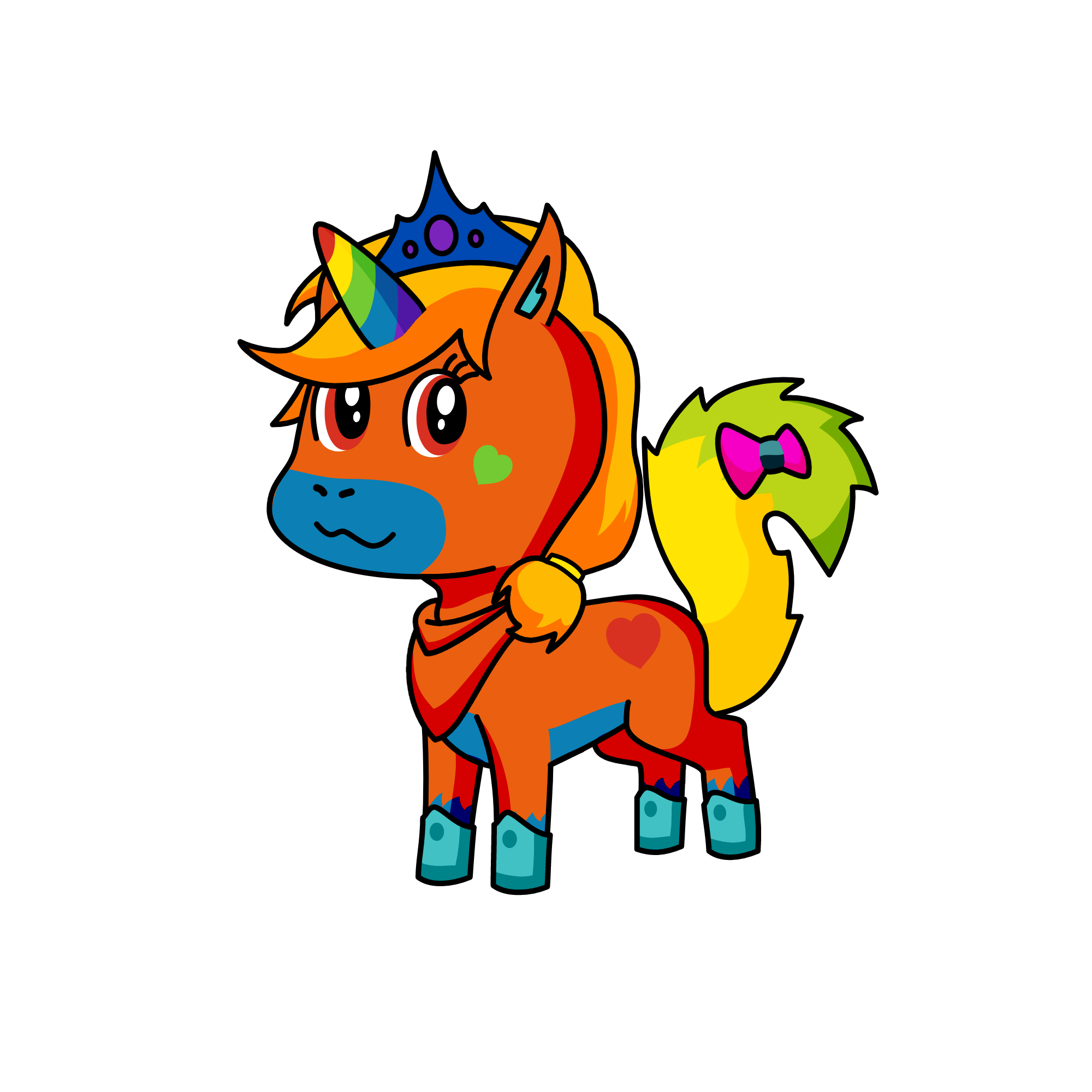 rainbow heart, the unicorn